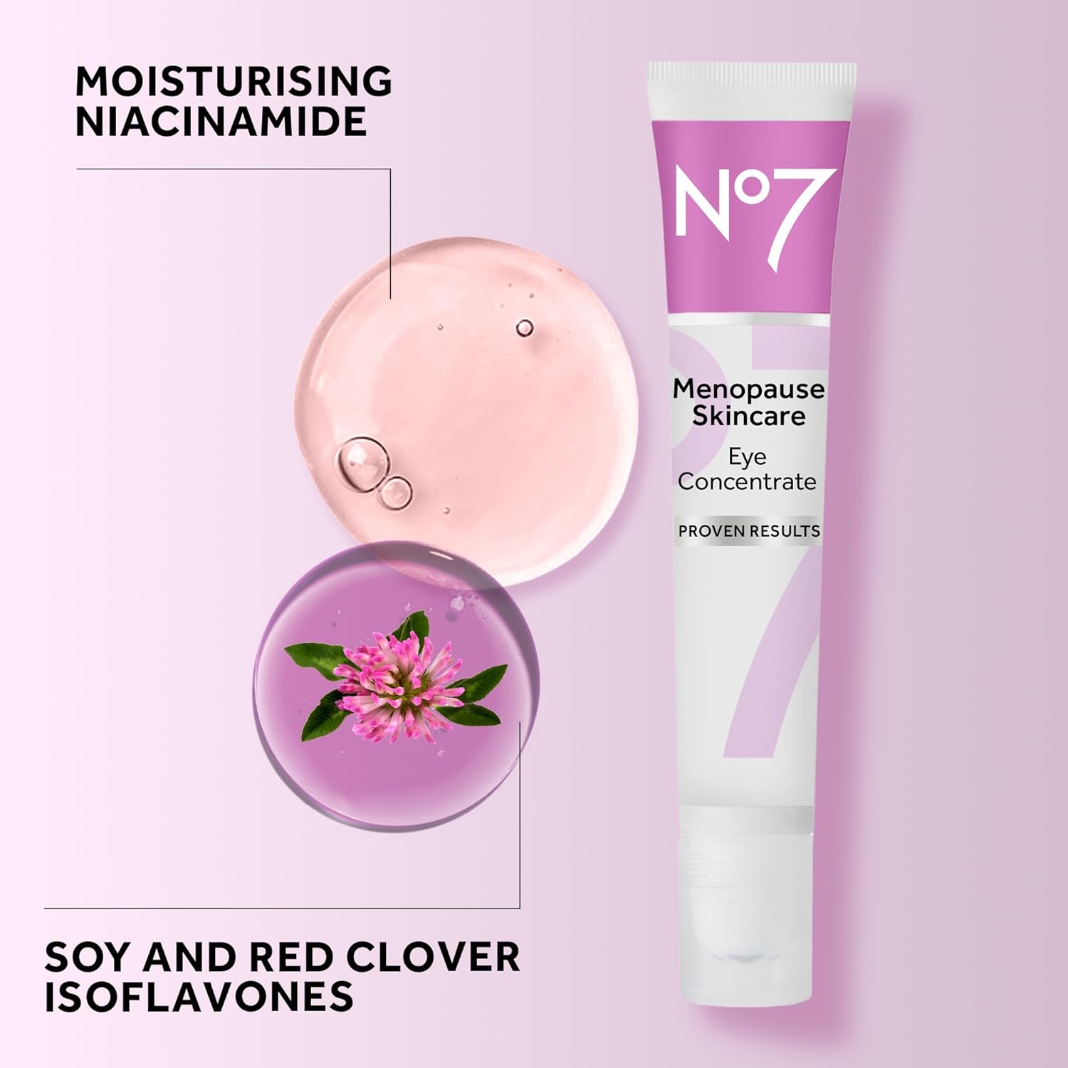 No7 Menopause Skincare Firm & Bright Eye Concentrate - Revitalizing Eye Cream for Dark Circles, Wrinkles & Under Eye Puffiness - Menopause Relief Cooling Eye Roller for Refreshing Tired Eyes (15 ml)