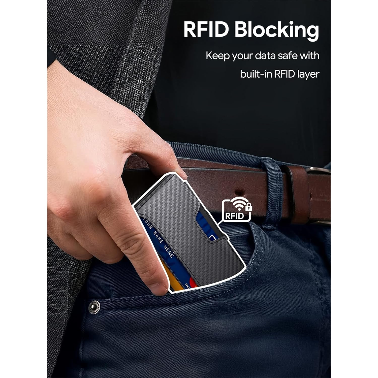 Wallet for Men, Mens Wallet Minimalist Slim Wallet, RFID Blocking Smart Pop Up Wallet with Money Clip & ID Window, Metal Compact Wallet, Aluminum Credit Card Holder Wallet