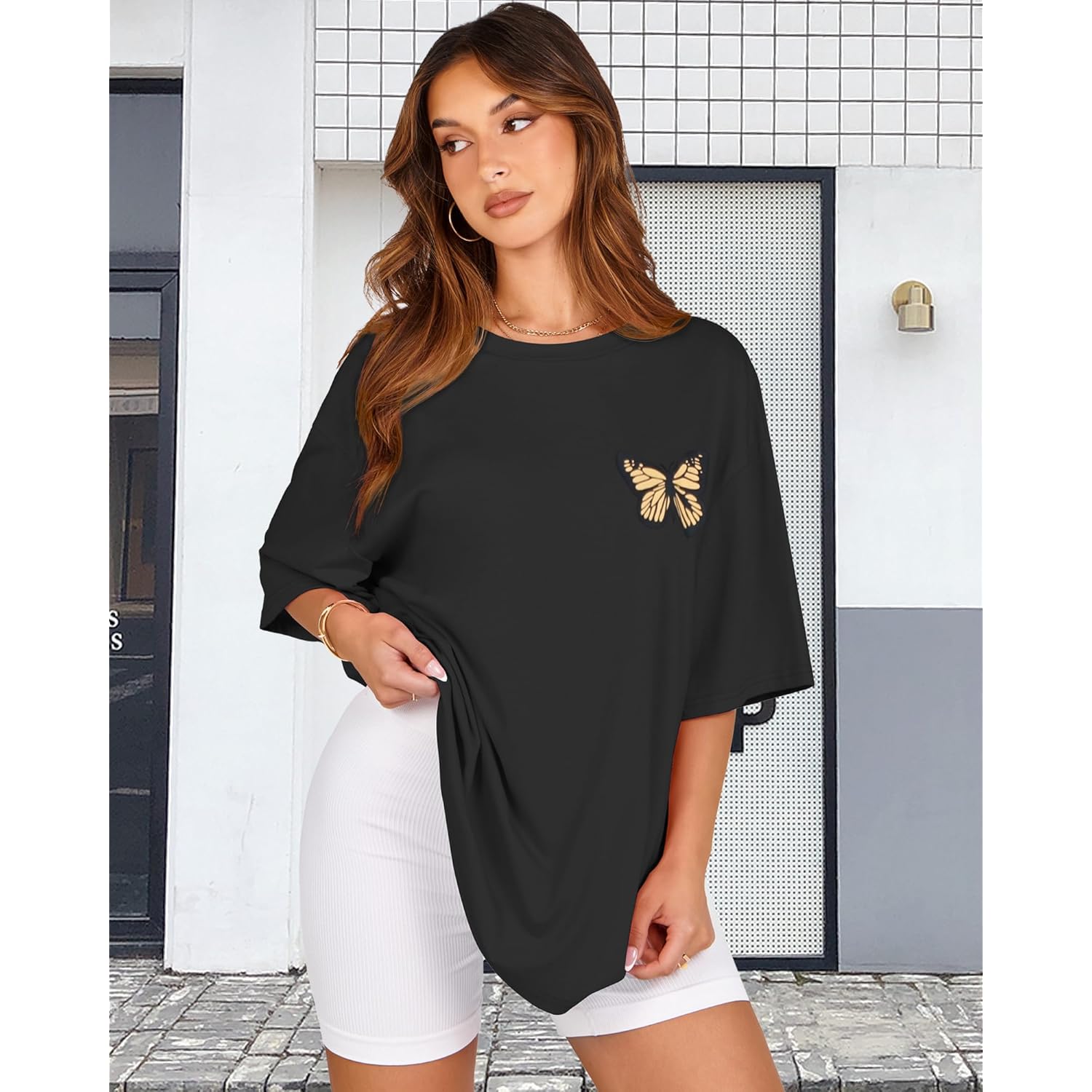 Womens Oversized Tshirt Graphic Tees Crew Neck Summer Short Sleeve Loose Fit Tops
