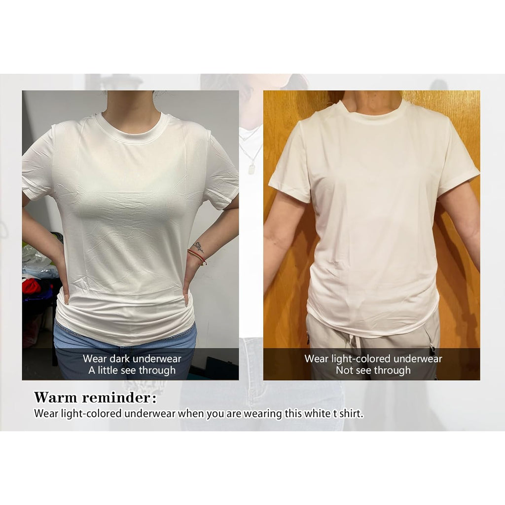 KevaMolly Basic T Shirts for Women UPF 50+ Short Sleeve Casual Summer Tops Trendy Solid Loose Fit Tshirt
