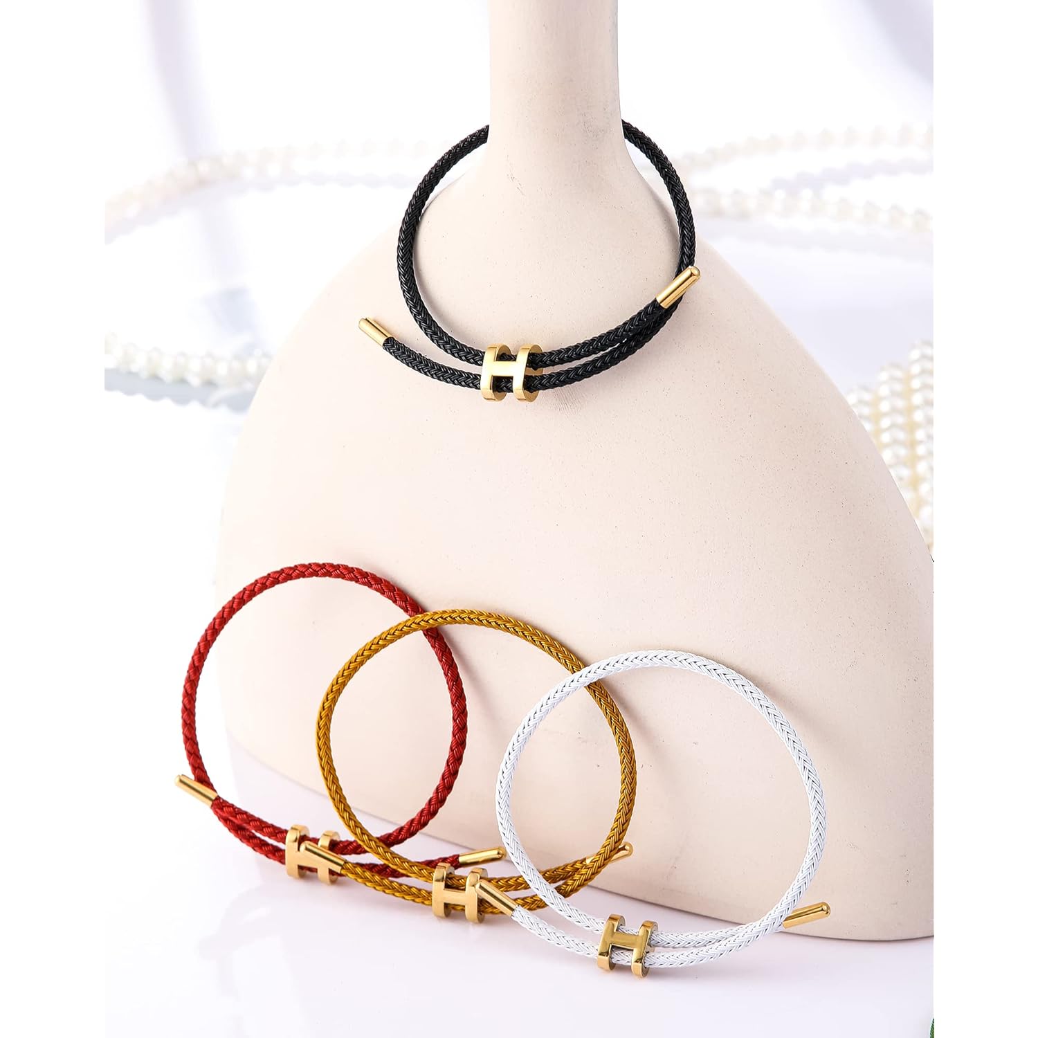 AIMADE Bracelets for Women Adjustable Charm Bracelet, 18k Gold-plated Buckle Design Titanium Steel Wire Rope Women's Gift Jewelry