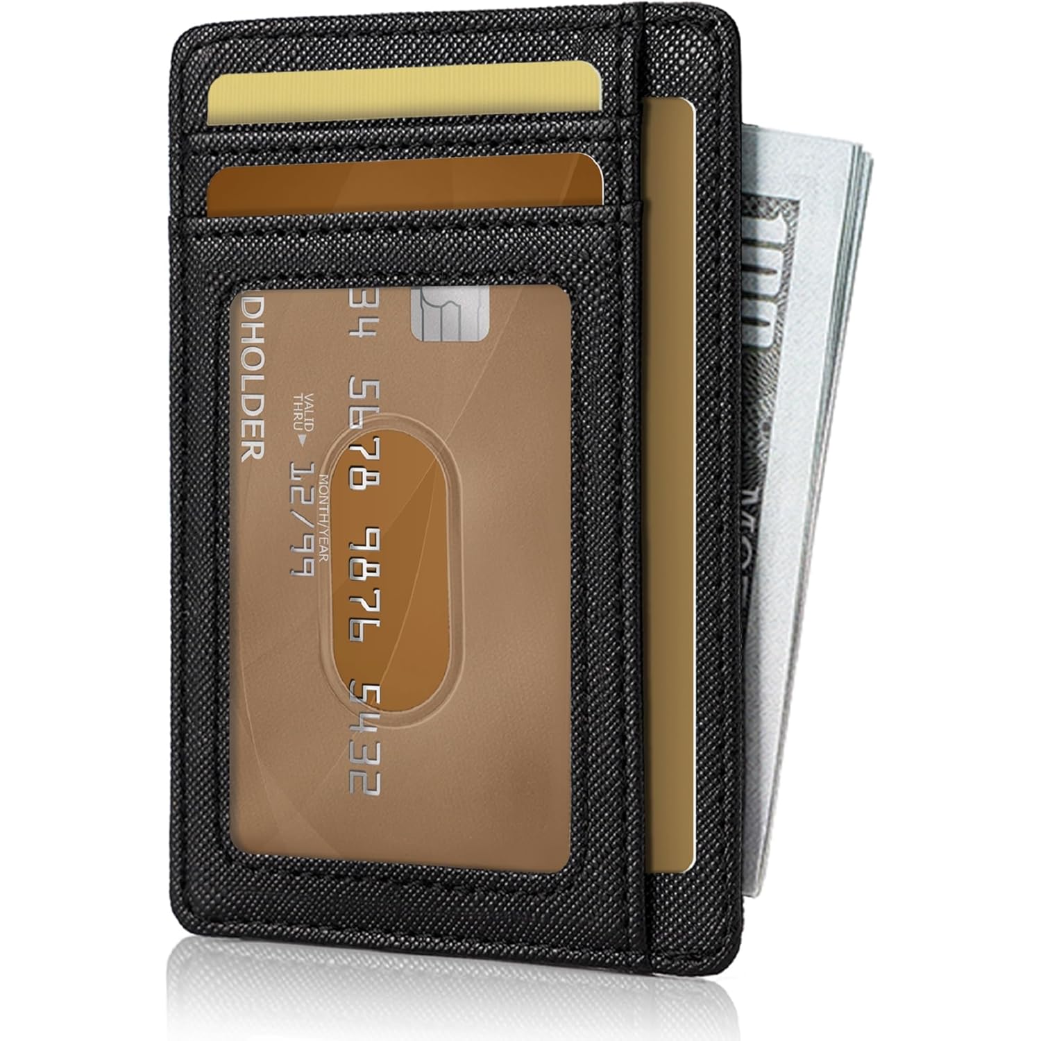 Hoewina Wallet for Men, Credit Card Holder, Slim Minimalist Wallet, Front Pocket RFID Blocking Leather Thin Wallet for Men and Women(Cross Black)
