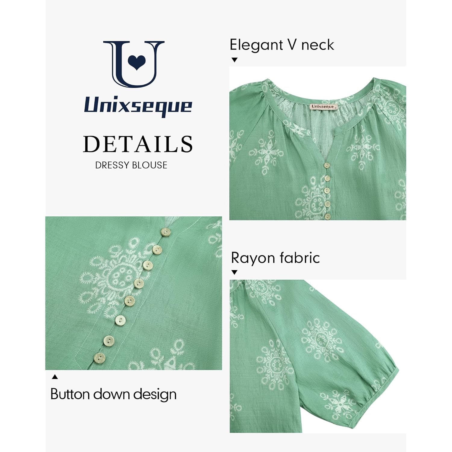 Unixseque Womens Summer Tops V Neck Short Sleeve Blouses Casual Button Down Shirts Floral Boho Clothing Trendy 2025