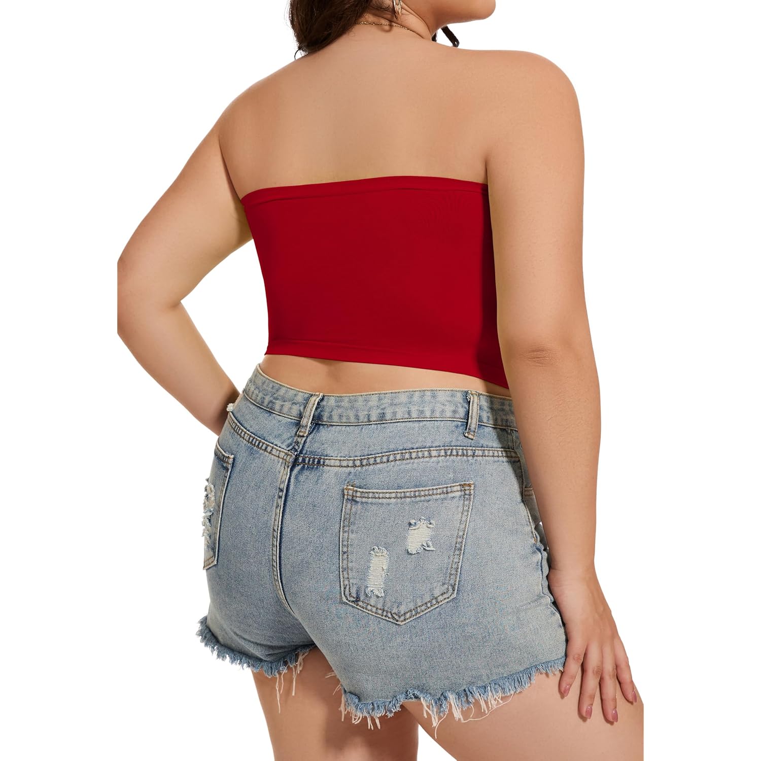 Womens Tube Tops Summer Bandeau Casual Crop Top Going Out Strapless Tank Basic Short Shirt