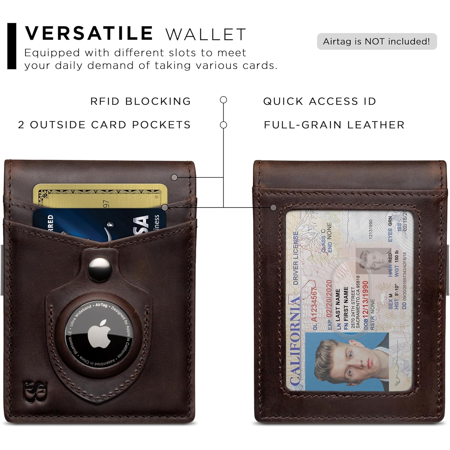 SERMAN BRANDS Money Clip Wallet - Mens Wallets slim Front Pocket RFID Blocking Card Holder Minimalist Mini Bifold