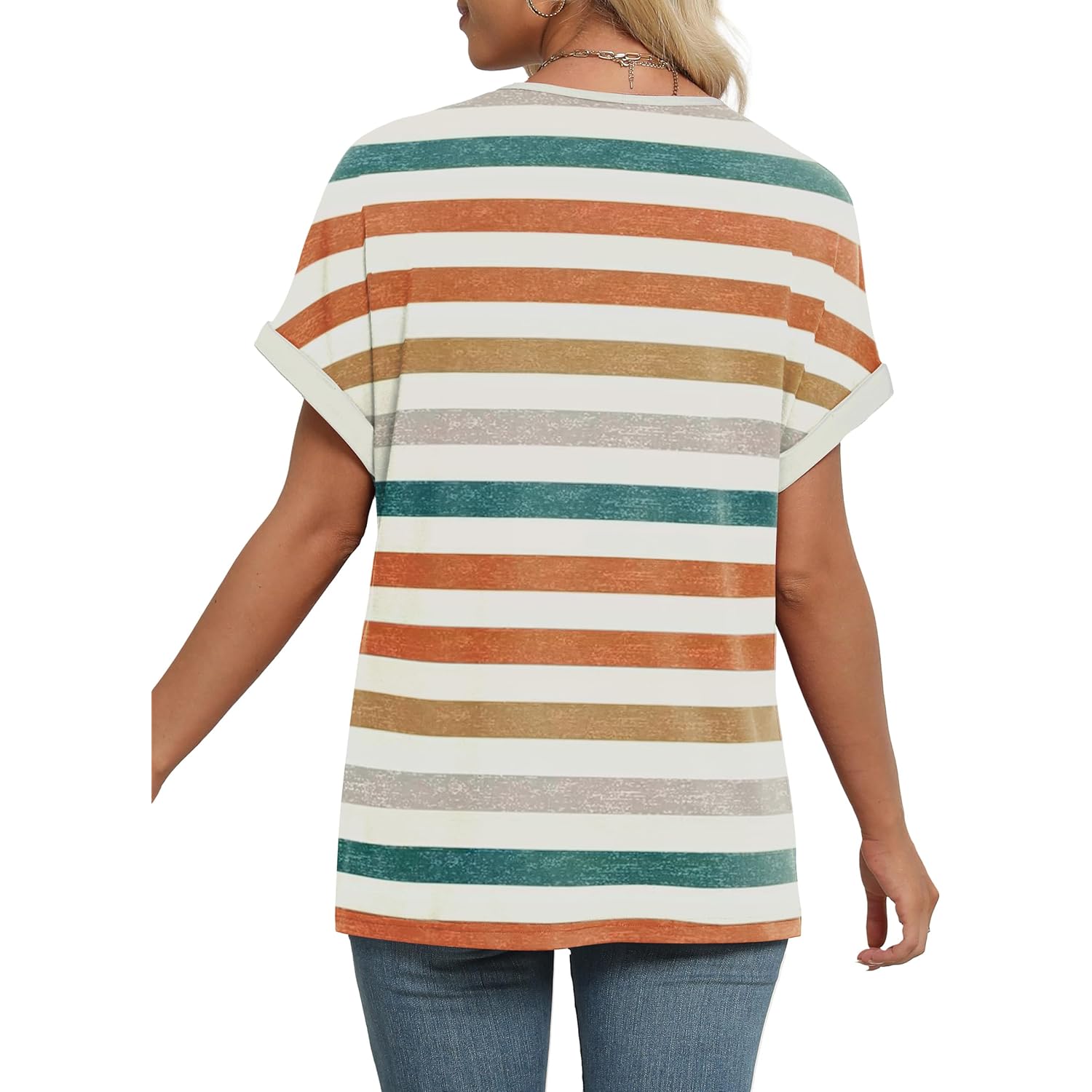 WIHOLL Womens Summer Tops Short Dolman Sleeve Shirts 2025 Fashion V Neck Outfits Clothes