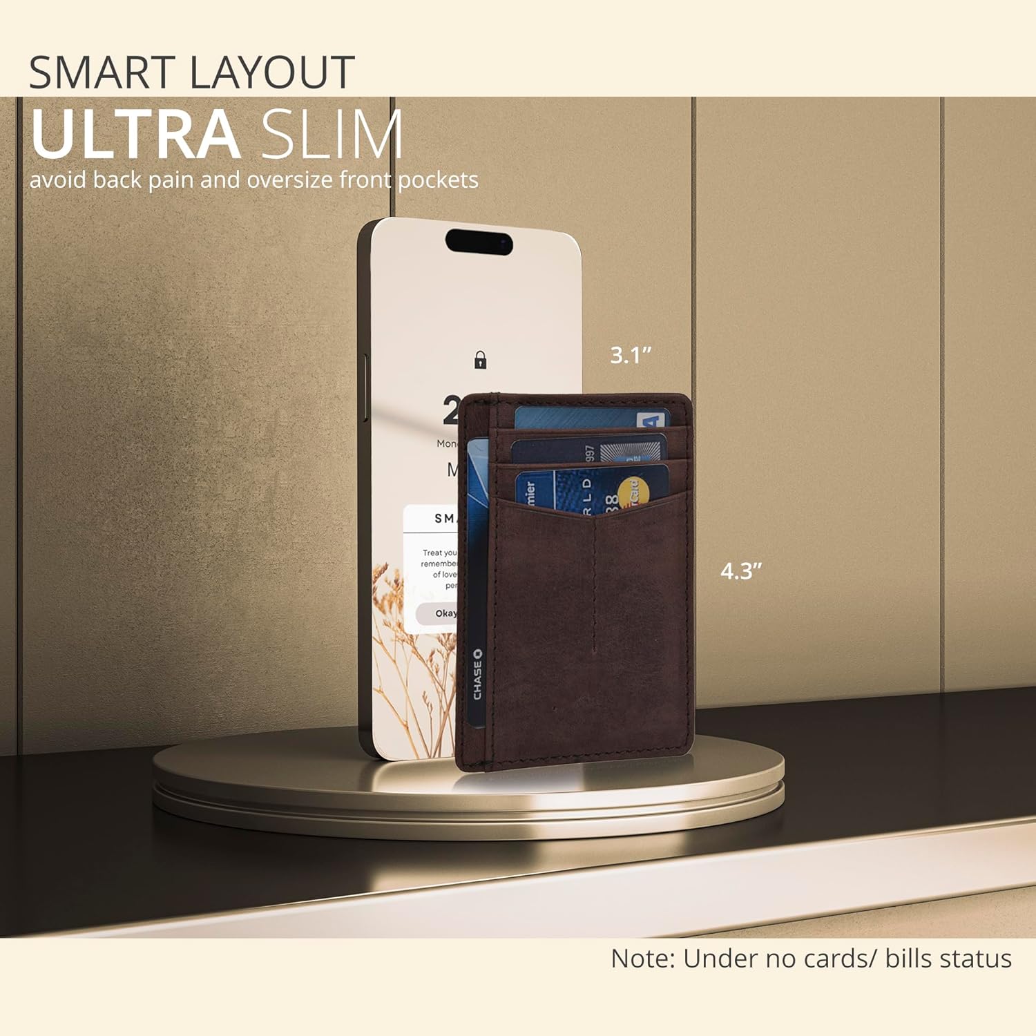 Leather Minimalist Wallet for Men & Women RFID Front Pocket Leather Card Holder Wallets