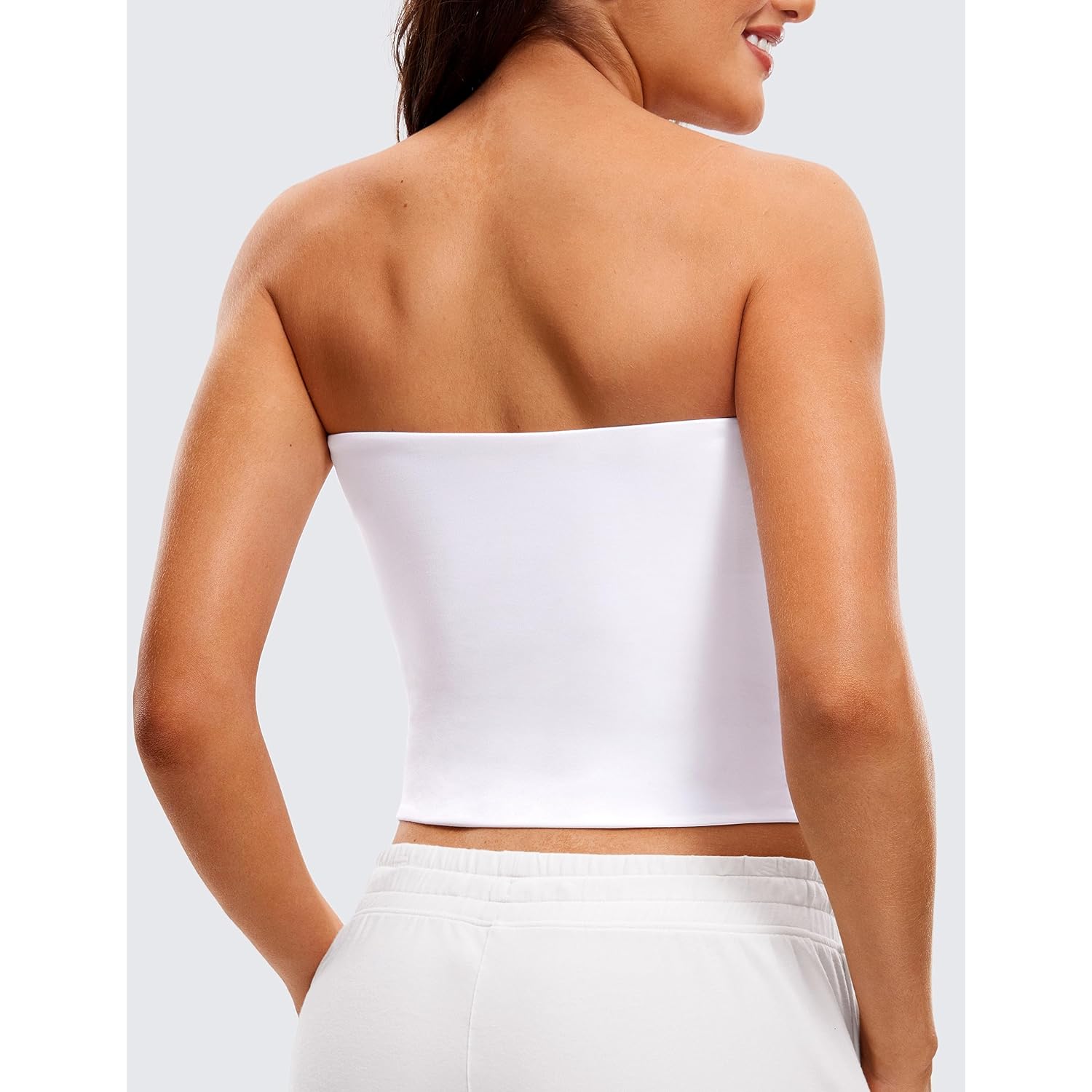 CRZ YOGA Butterluxe Double Lined Tube Tops for Women Going Out Crop Sleeveless Tank Bandeau Strapless Casual Shirts
