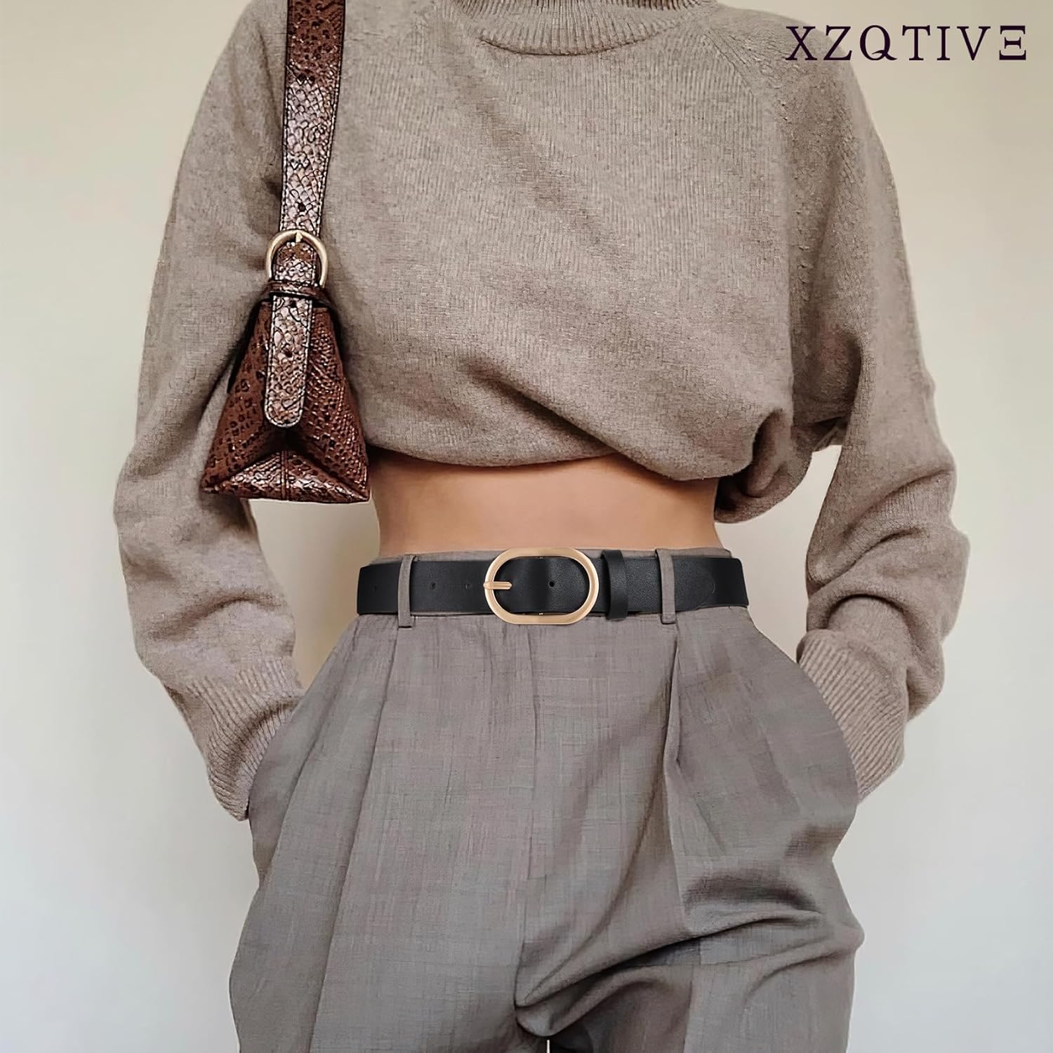 XZQTIVE 3 Pack Plus Size Women's Leather Belts for Jeans Pants Dress Fashion Gold Buckle Ladies Waist Belt