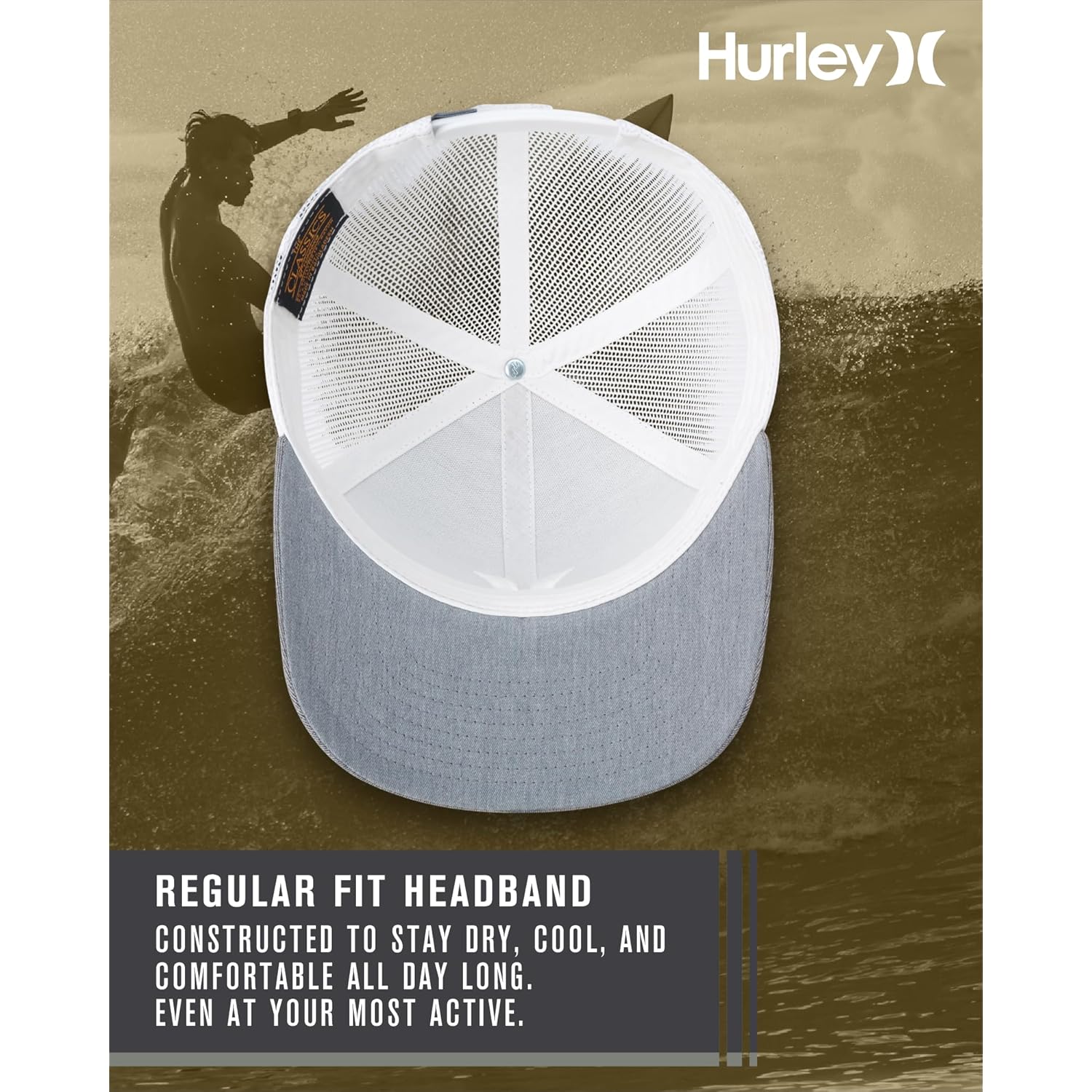 Hurley Men's Caps - Del Mar Mesh Panel Baseball Cap Trucker Hat - Snap Back Hats for Men