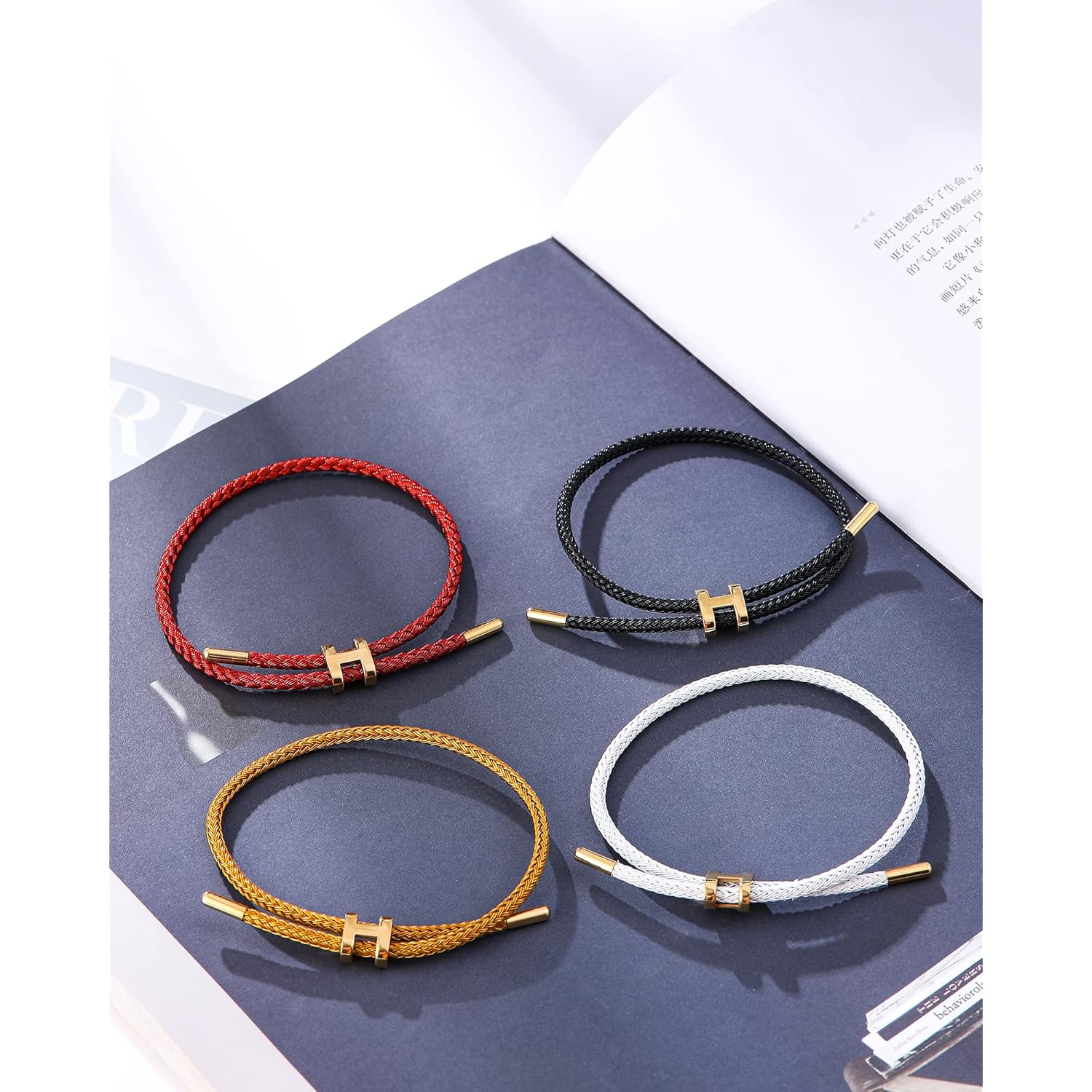 AIMADE Bracelets for Women Adjustable Charm Bracelet, 18k Gold-plated Buckle Design Titanium Steel Wire Rope Women's Gift Jewelry