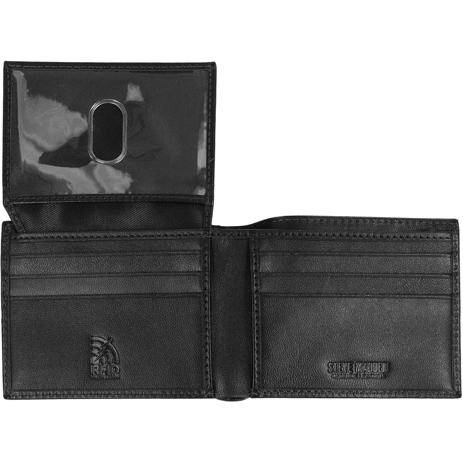 Steve Madden Men's Slim Leather Wallet with Extra Capacity Attached Flip Pockets