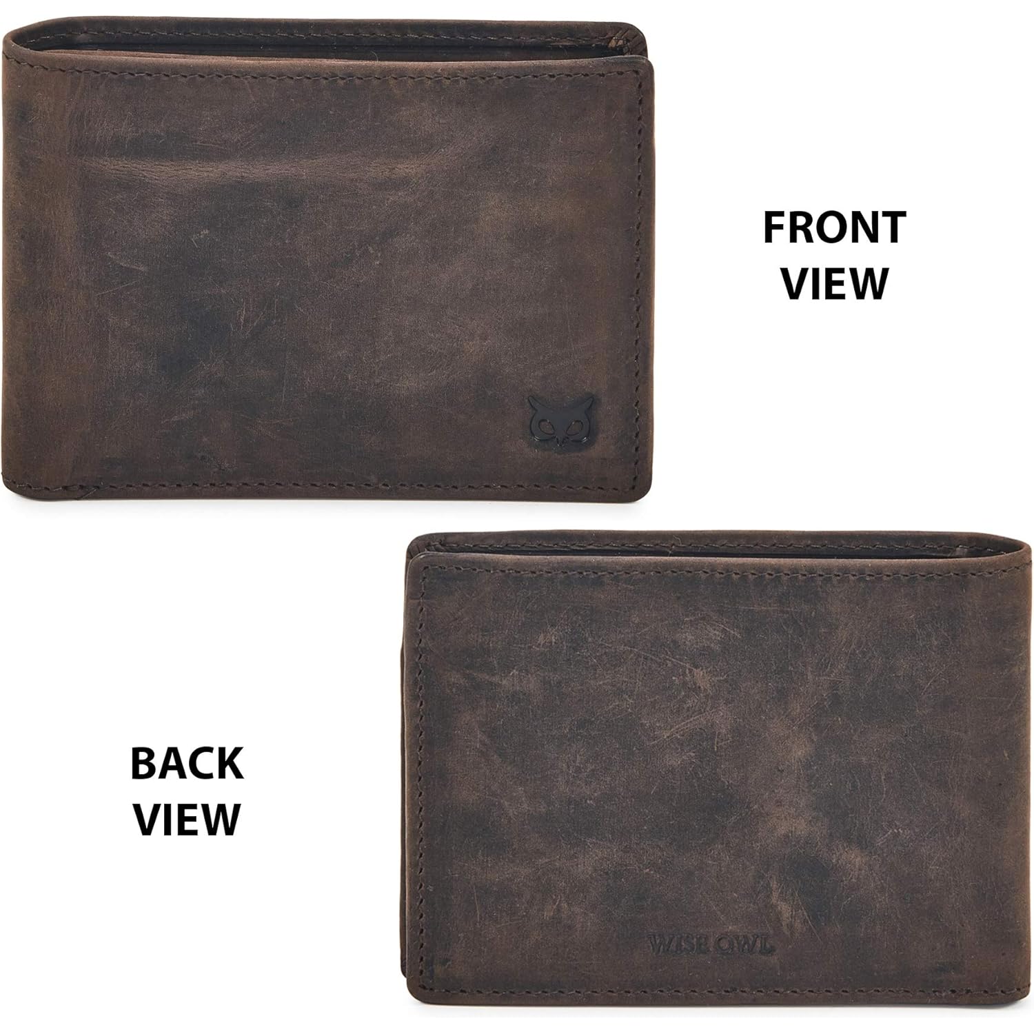 Real Leather Mens Bifold Wallet RFID Blocking Slim Minimalist Front Pocket - Thin & Stylish with ID Window in Gift Box (Crazy Horse, Coffee)