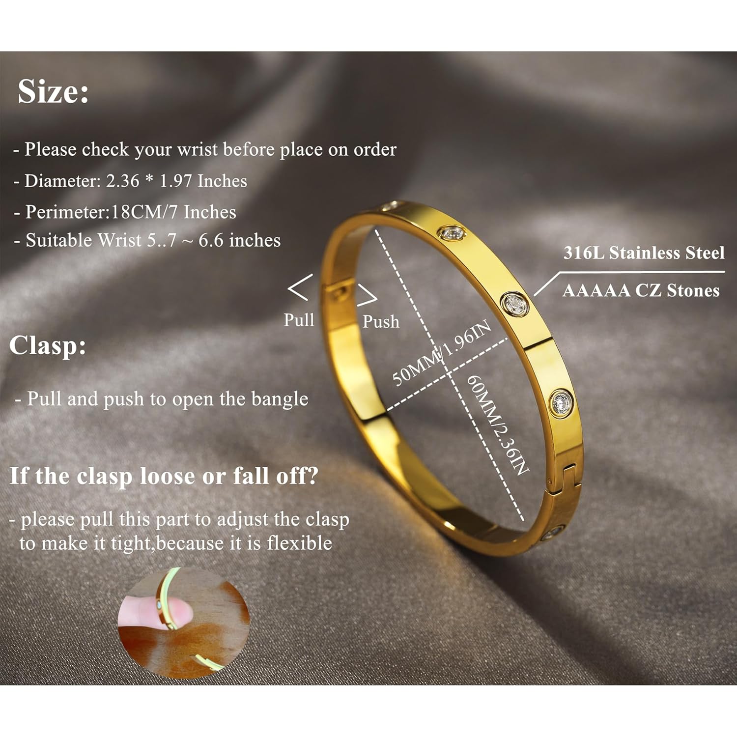 A D. ALLEN & DANMI. 18 K Gold Plated Love Bangle Bracelet Set Flexible Wide Wristband Bangle Bangle Set for Love