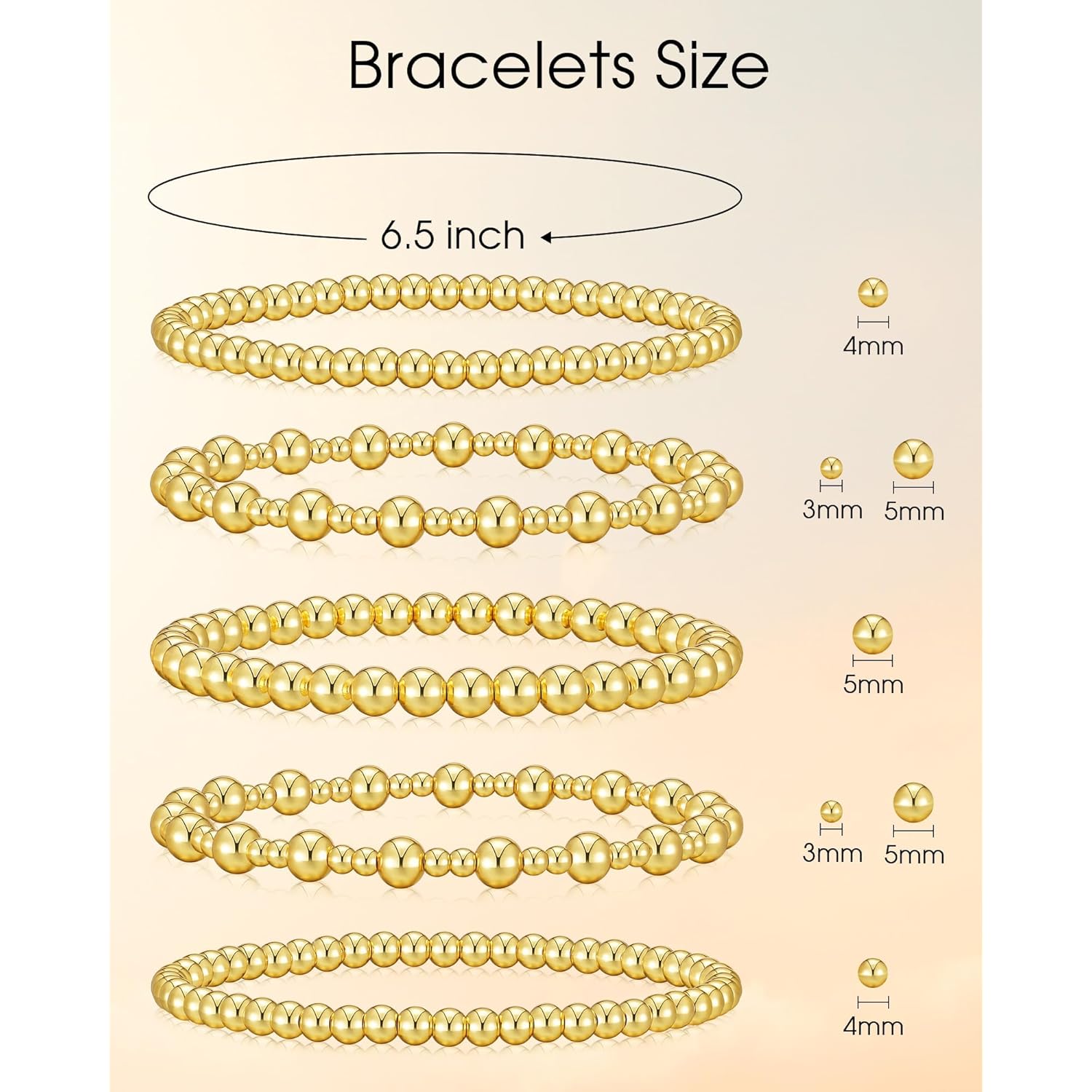Howoo Bracelets for Women Stretch Beaded Bracelets Stackable Bead Ball Bracelet for Women Trendy Gift