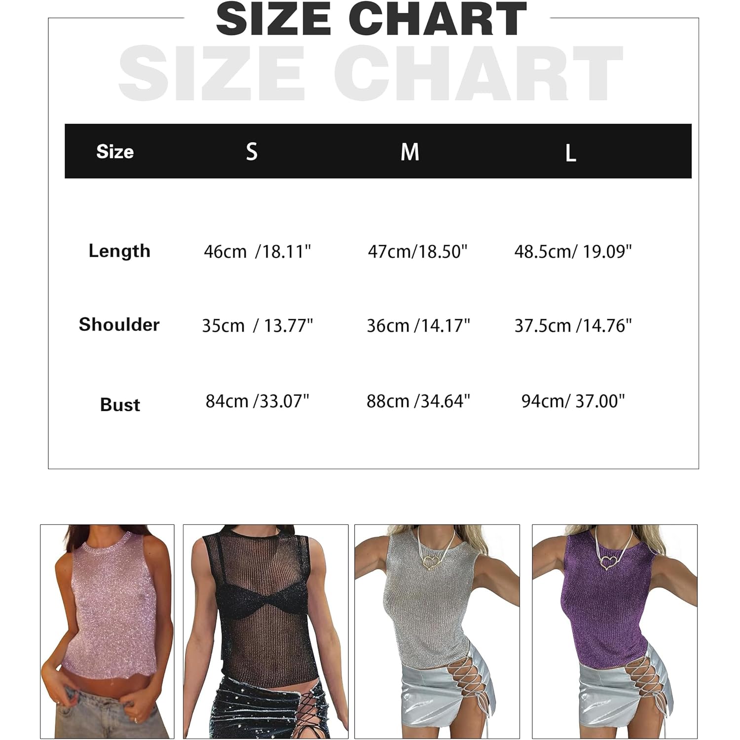 Meladyan Women Sexy Fishnet Knit Glittering Crop Tank Going Out Top Sheer Mesh Sleeveless Crewneck Solid Slim Cropped Tops