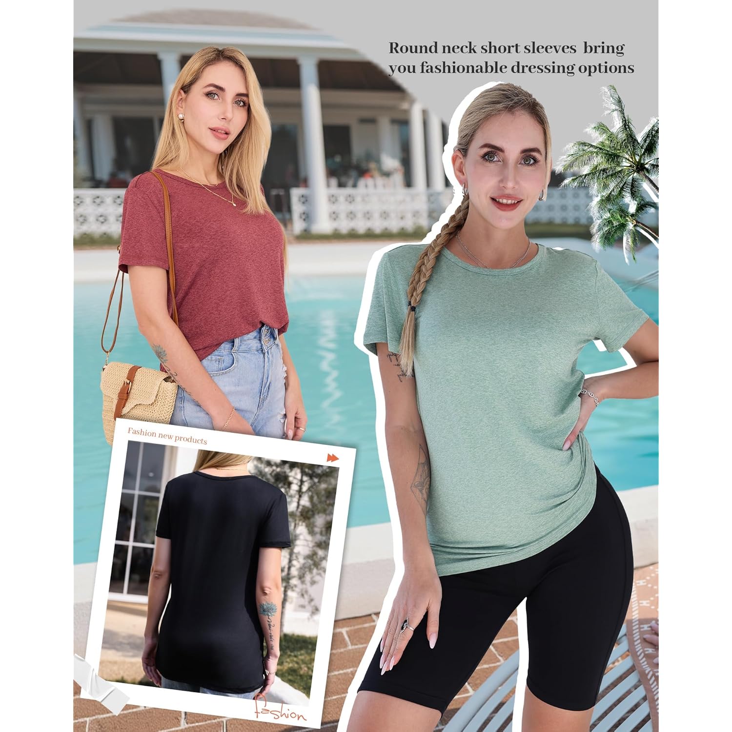 GAYHAY 3 Pack Womens T-Shirts - Short Sleeve Spring Summer Tops Crew Neck Trendy Casual Work Soft Basic Tees for Ladies 2025