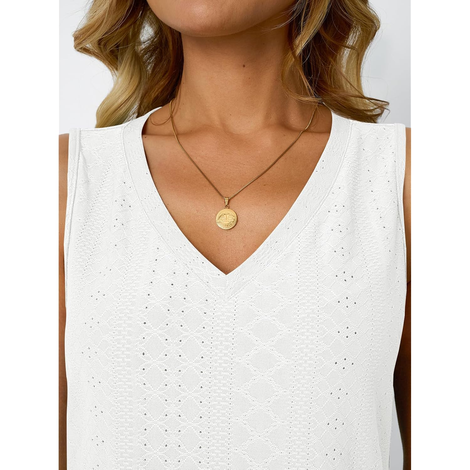 AUTOMET Women Summer Tank Top Eyelet Embroidery 2025 Vacation Sleeveless V Neck Loose Fit Shirt Spring Fashion Casual Clothes