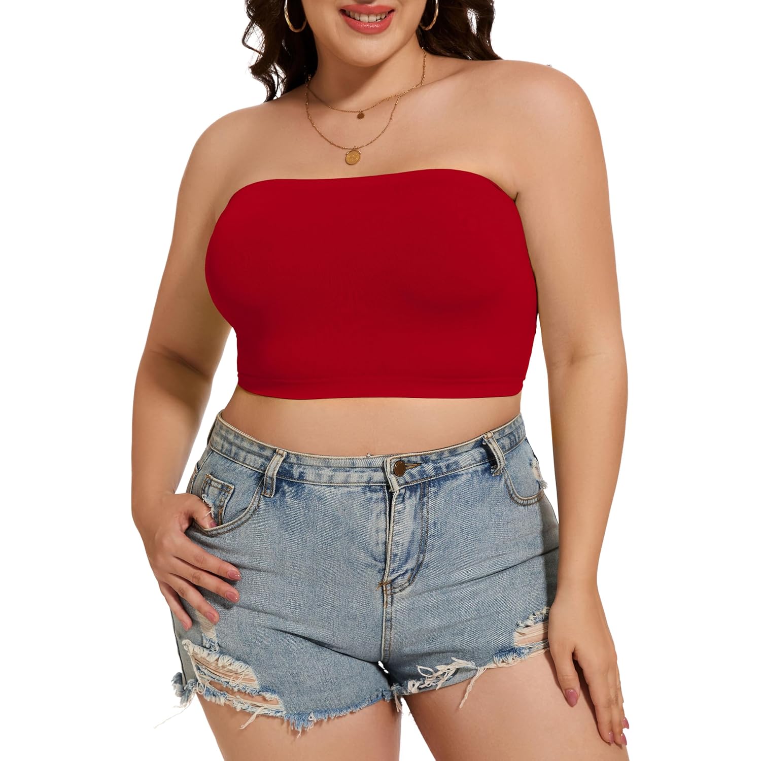 Womens Tube Tops Summer Bandeau Casual Crop Top Going Out Strapless Tank Basic Short Shirt