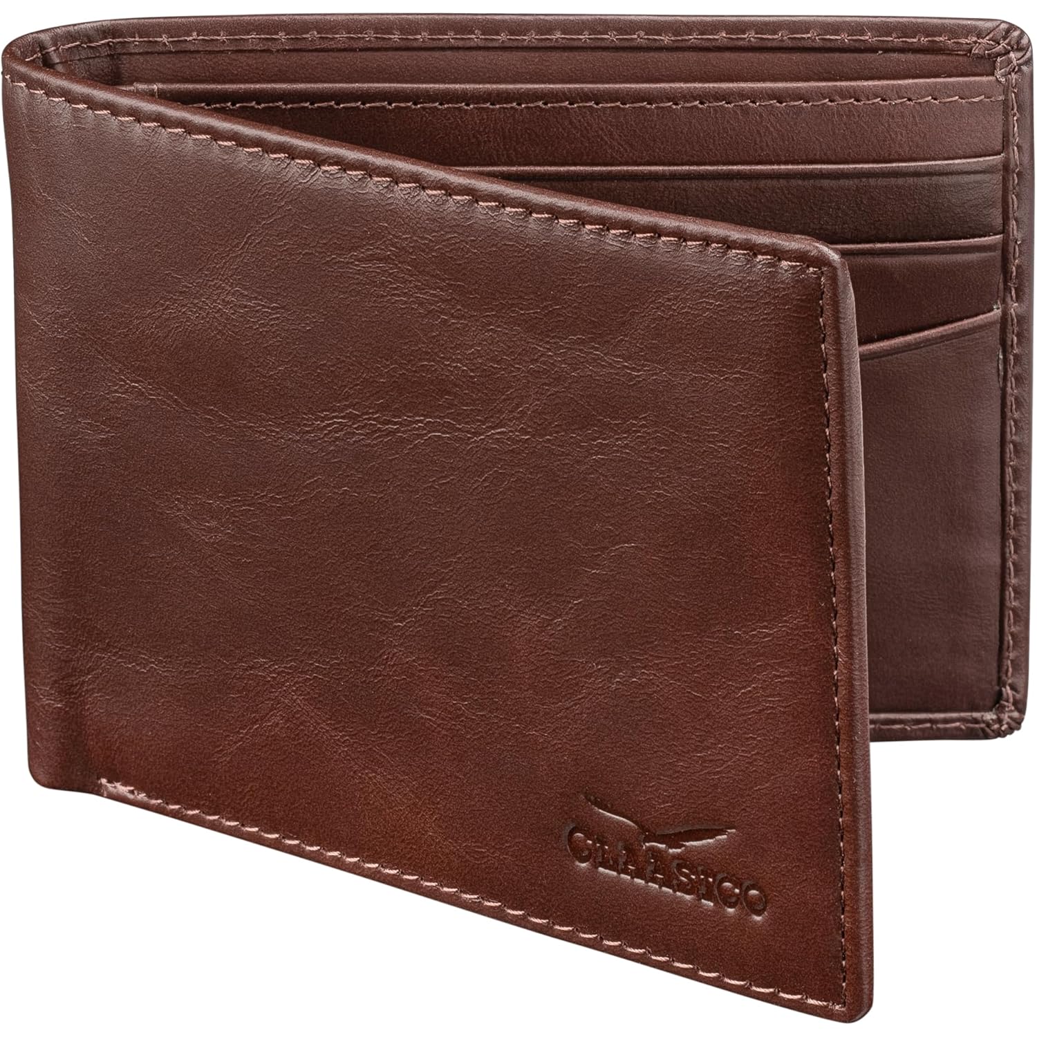 Claasico Men’s Bifold Wallet for Men – Genuine Leather RFID Wallet, Slim Billfold Cardholder w/ID Window – Gift Box Included