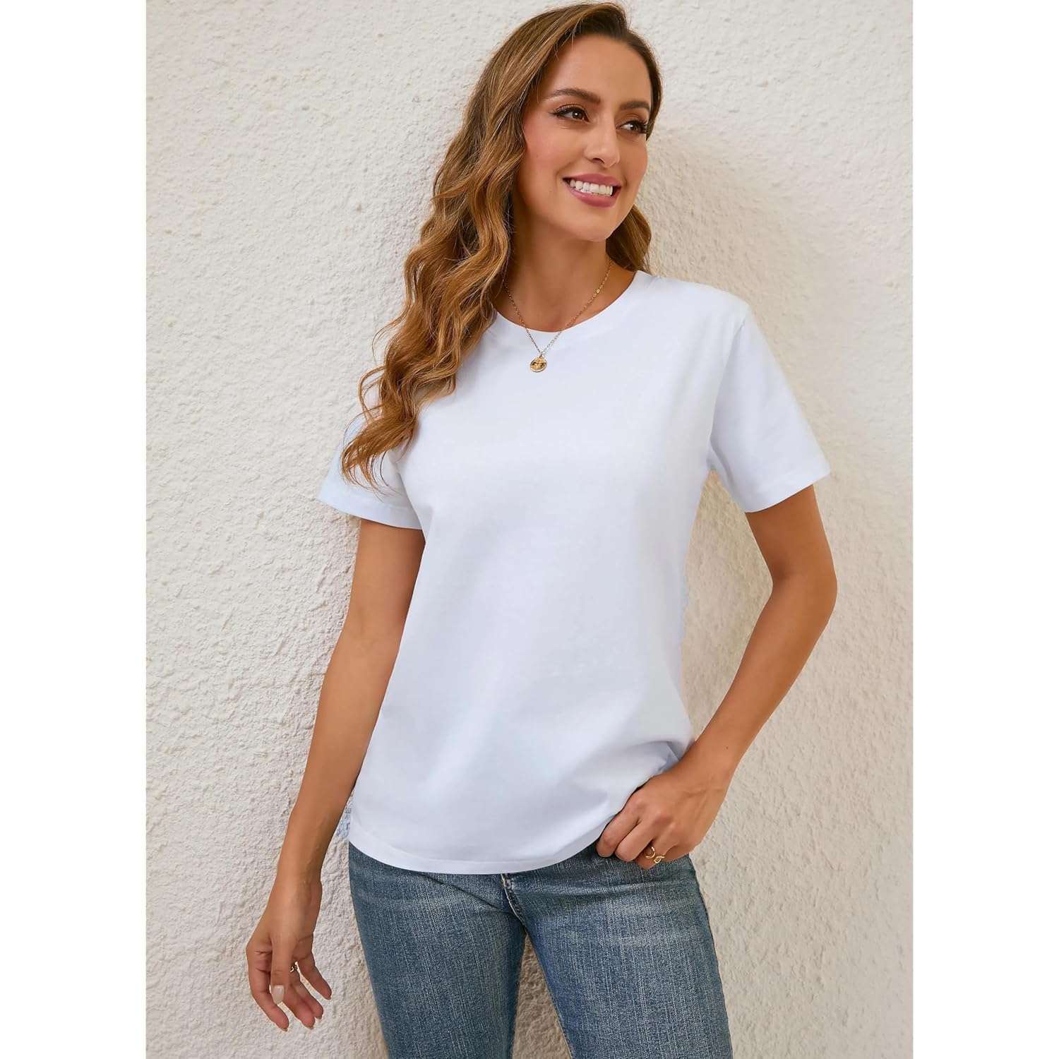 Cotton Basic T Shirts for Women,Crew Neck Short Sleeve Summer Shirts,Solid Loose Fit Tshirt, Plain Workout Tops, Undershirts