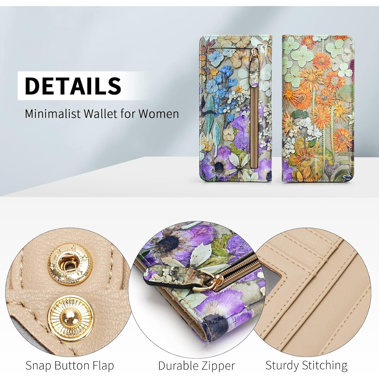 APHISON Wallet Women Ultra Slim Thin Leather Womens Wallet RFID Blocking Credit Card Holder Bifold Clutch Long Ladies Billfold