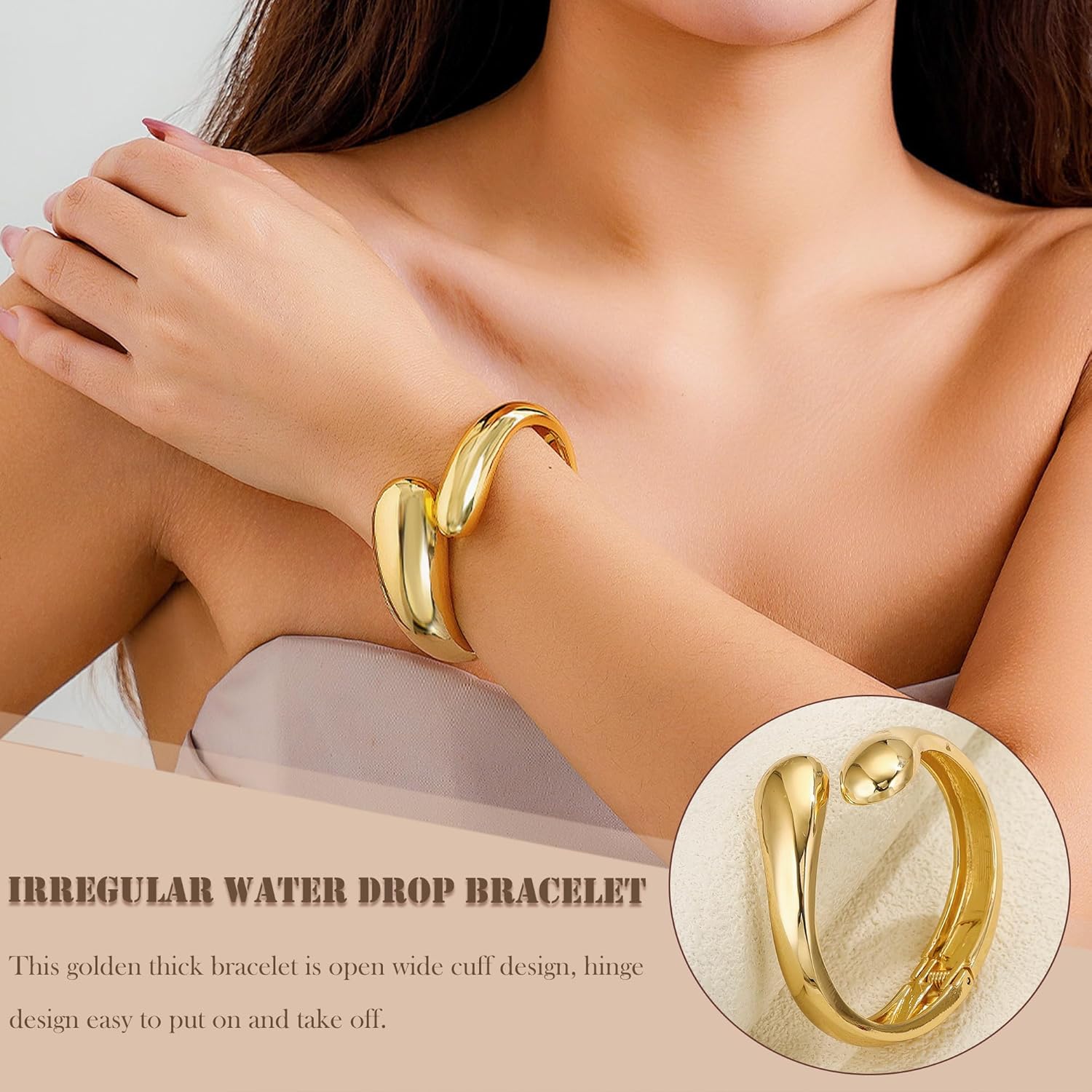 4 Pcs Women Gold Silver Cuff Bracelet Hinged Design Bracelet Trendy Chunky Cuff Bangle Thick Gold Silver Bracelets for Women