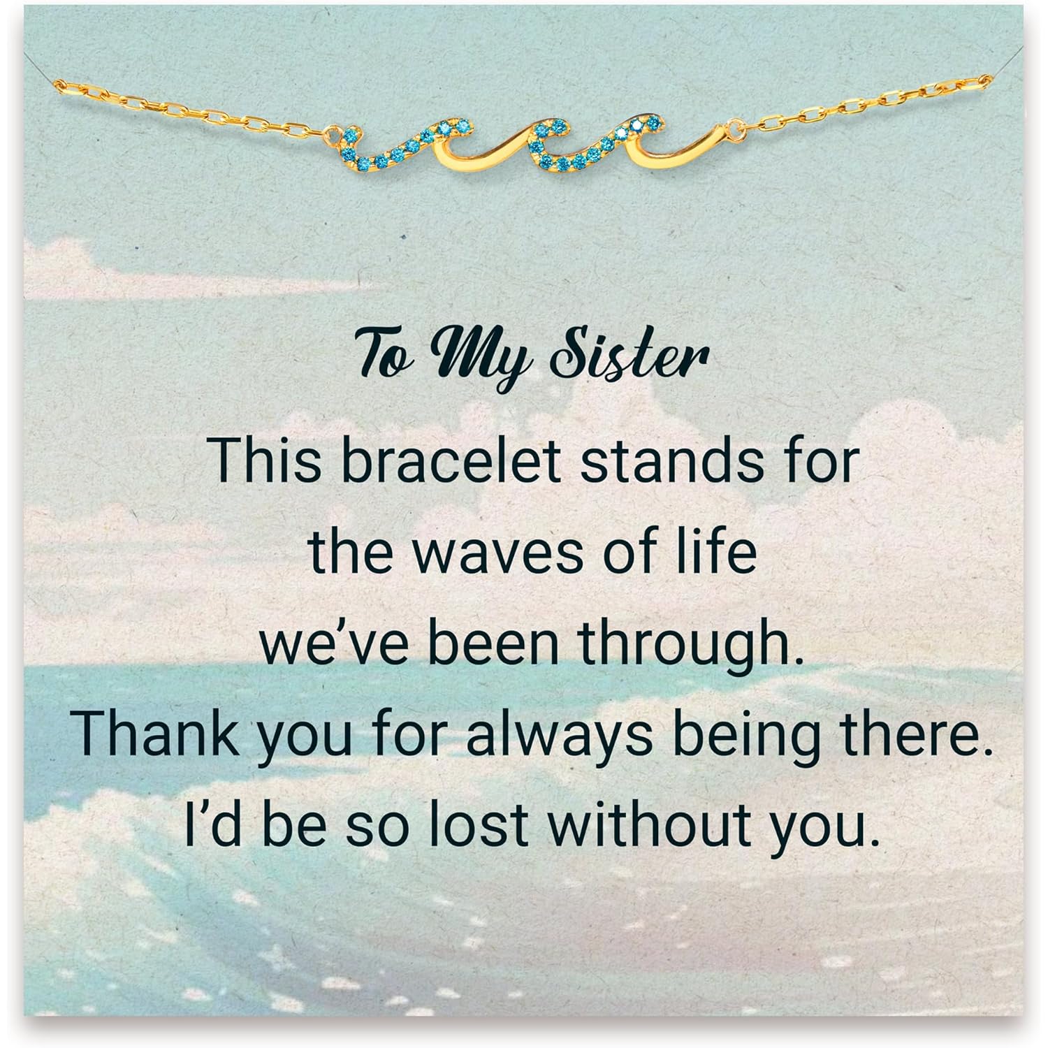 STORYJEWELLERY Gift for Sister, Mom Gifts, Birthday Gifts for Mother Sister and Friend, Mom Bracelet, Wave Bracelet for Women