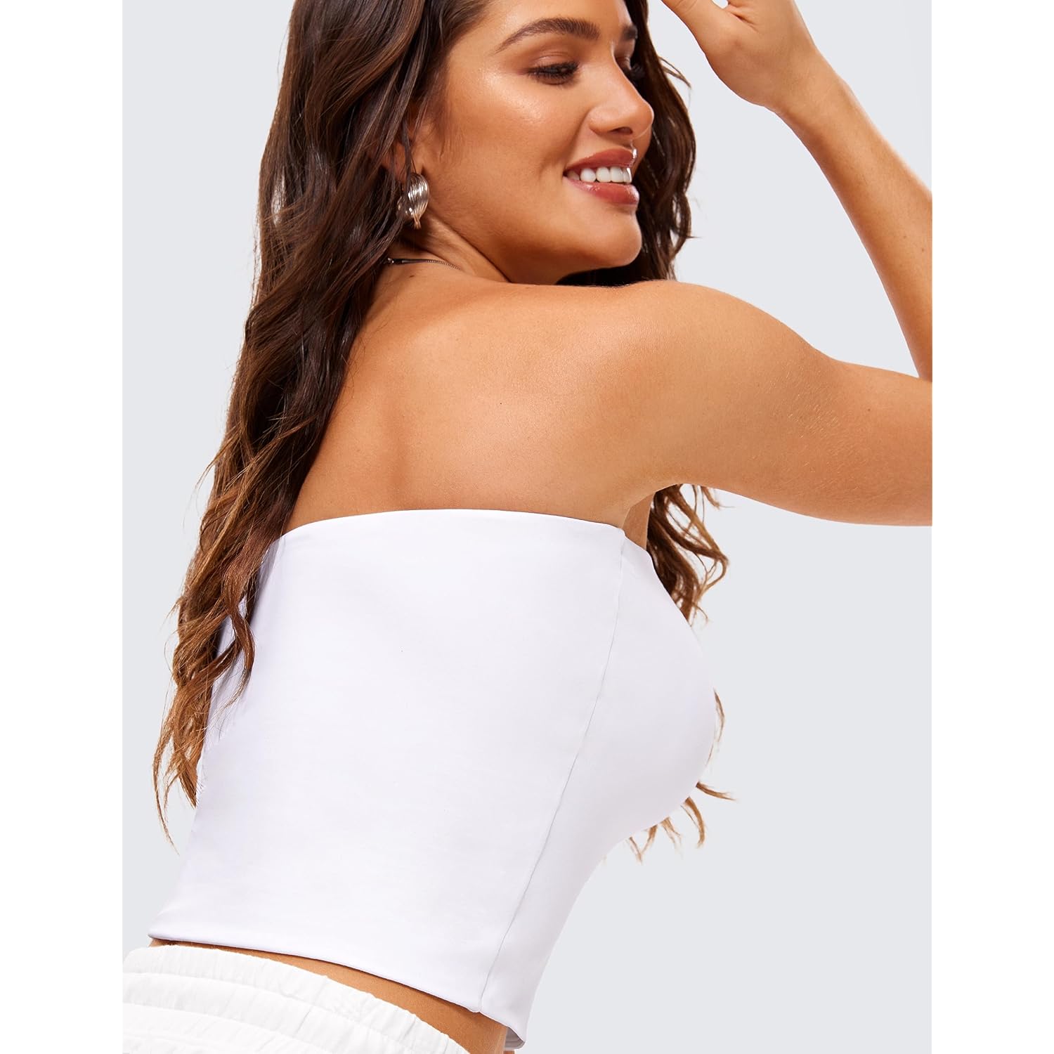 CRZ YOGA Butterluxe Double Lined Tube Tops for Women Going Out Crop Sleeveless Tank Bandeau Strapless Casual Shirts