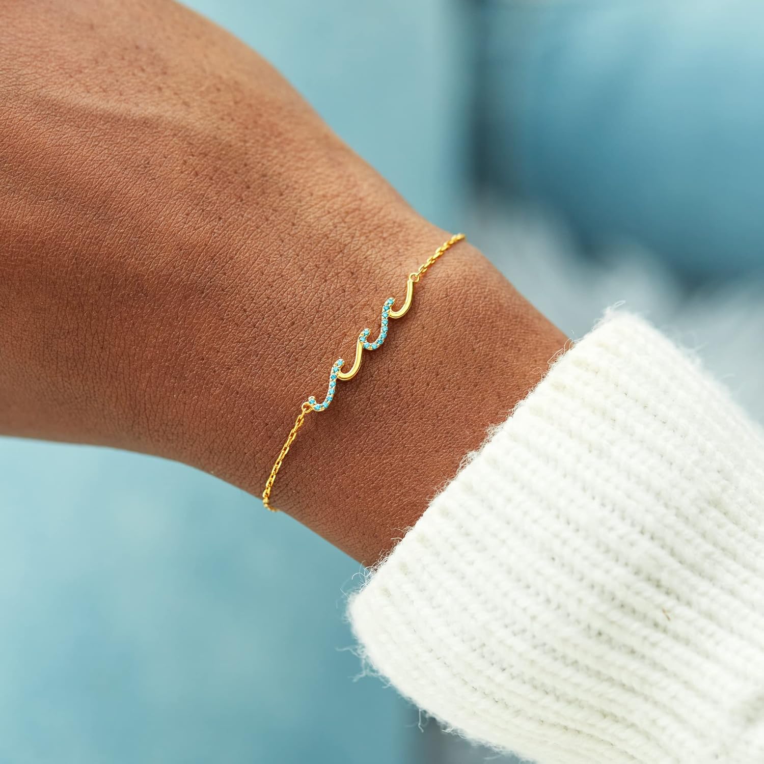STORYJEWELLERY Birthday Gifts for Women, Gifts for Sister Mom Daughter and Friend, 30th 40th 50th 60th Birthday Gifts for Women, Wave Bracelet for Sister Mom and Daughter, Retirement Gift for Woman
