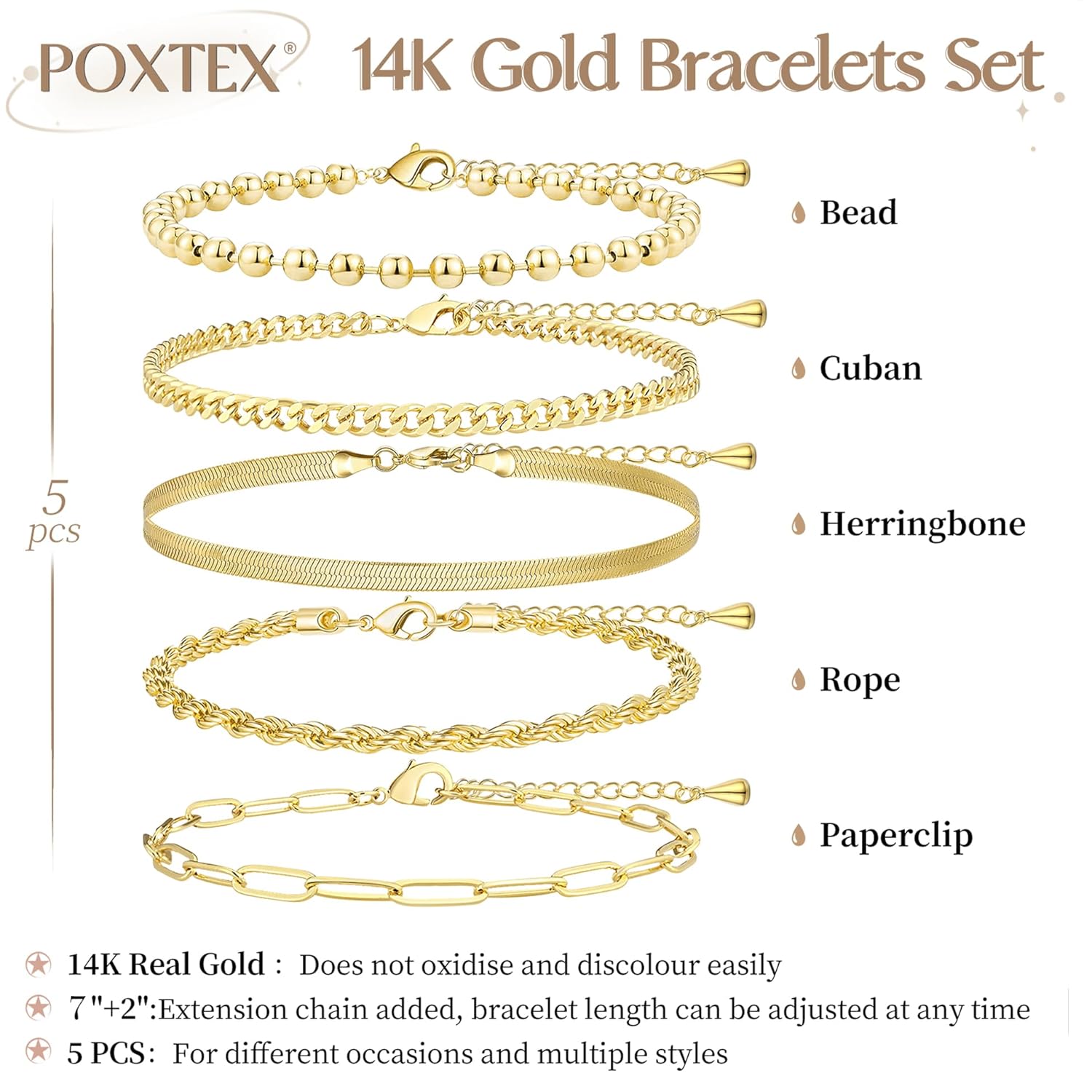 Gold Bracelets for Women,Dainty Bracelets Set for Women Trendy, Gold Bracelets Stack With Beaded, Cuban, Paperclip, Heart, Snake, Rope, Pearl, Cross, Hand Chain, Silver Jewelry Gifts for Women