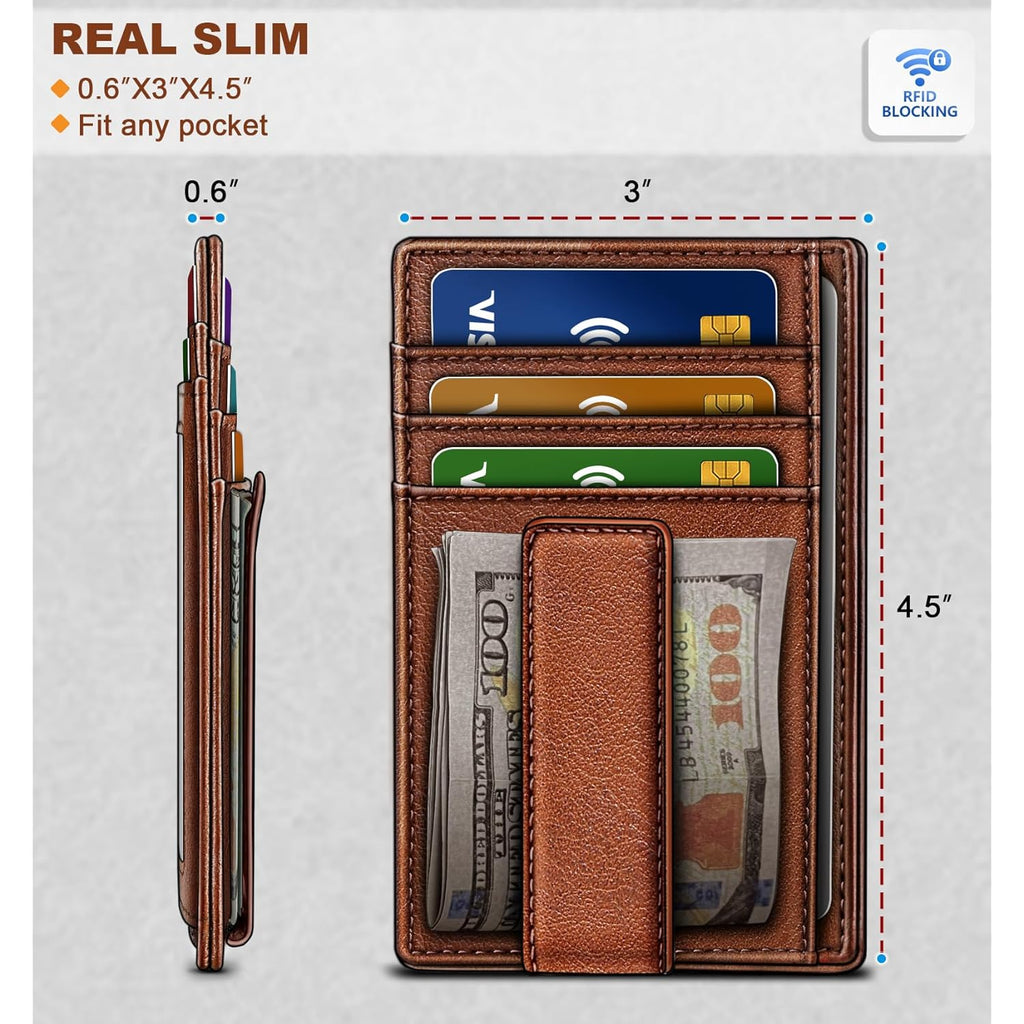 BULLIANT Men Wallet,Slim Leather Wallet Money Clip Card Hodler For Men Gift 8 Cards RFID Blocking