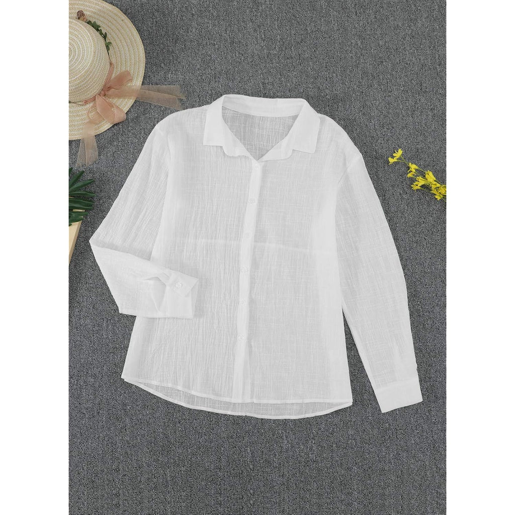 Astylish Womens V Neck Roll up Sleeve Button Down Blouses Tops