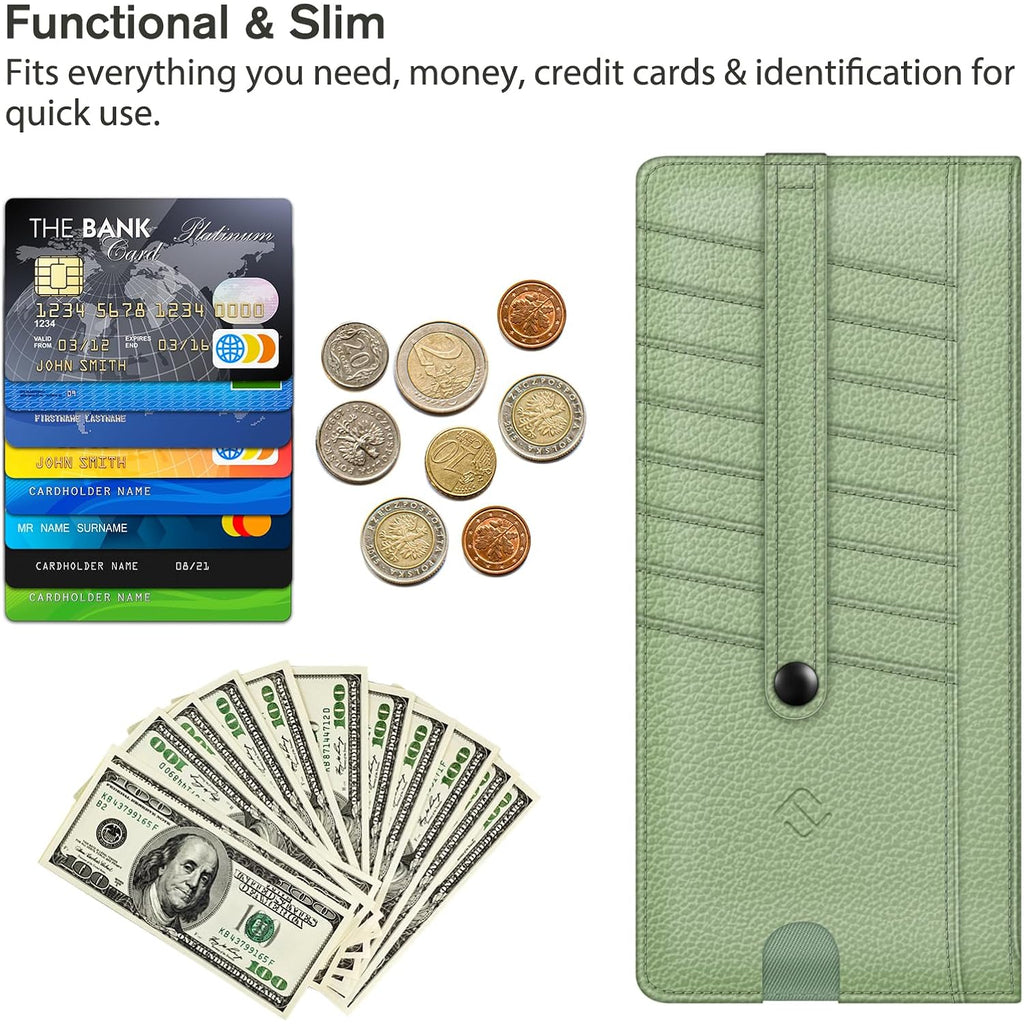Fintie Slim Credit Card Wallet Holder Change Pouch, RFID Blocking Business Cards Cases with Zipper Pocket for Cash, Coin, Receipt