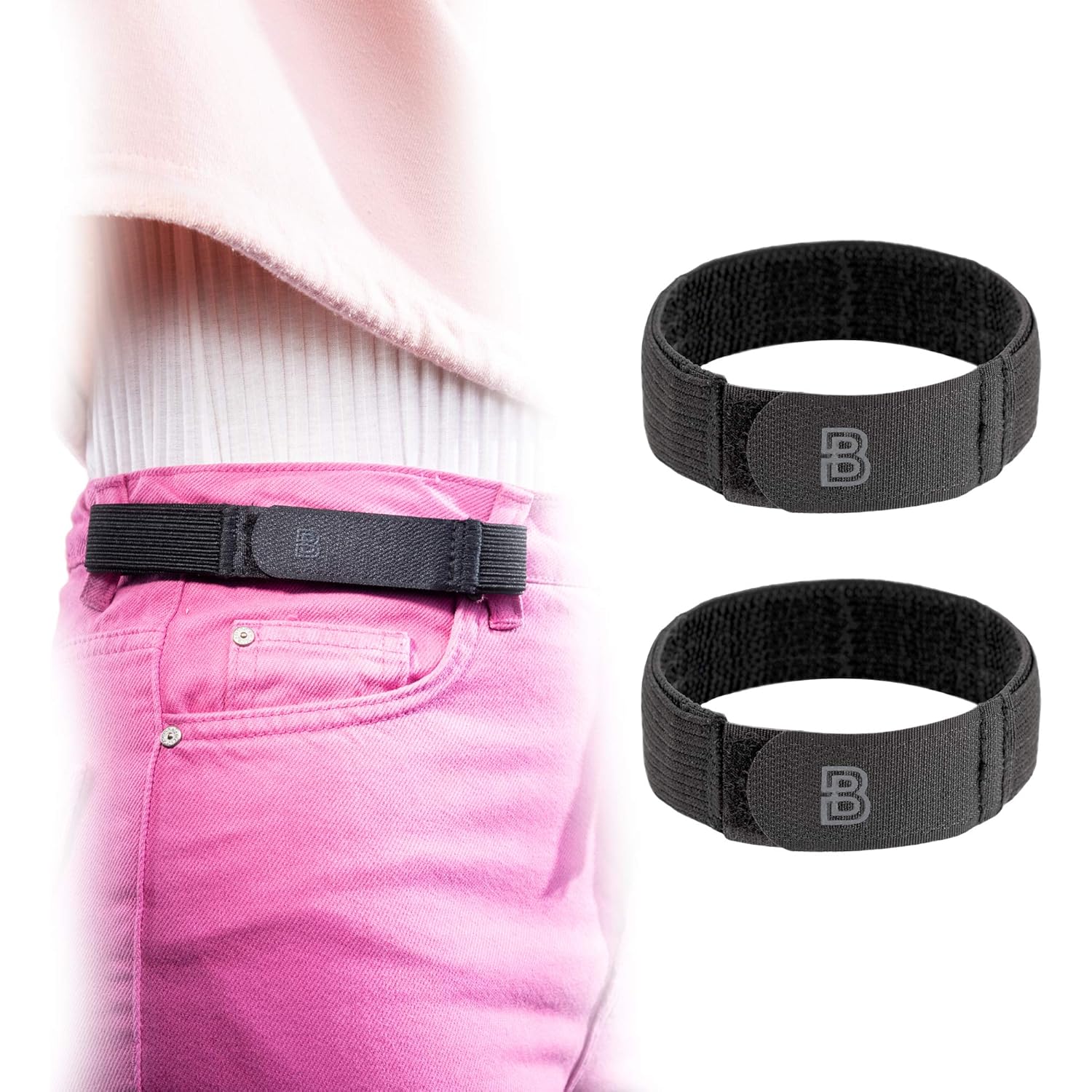 BeltBro For Women No Buckle Elastic Belt — Fits 1 Inch Belt Loops, Easy To Use