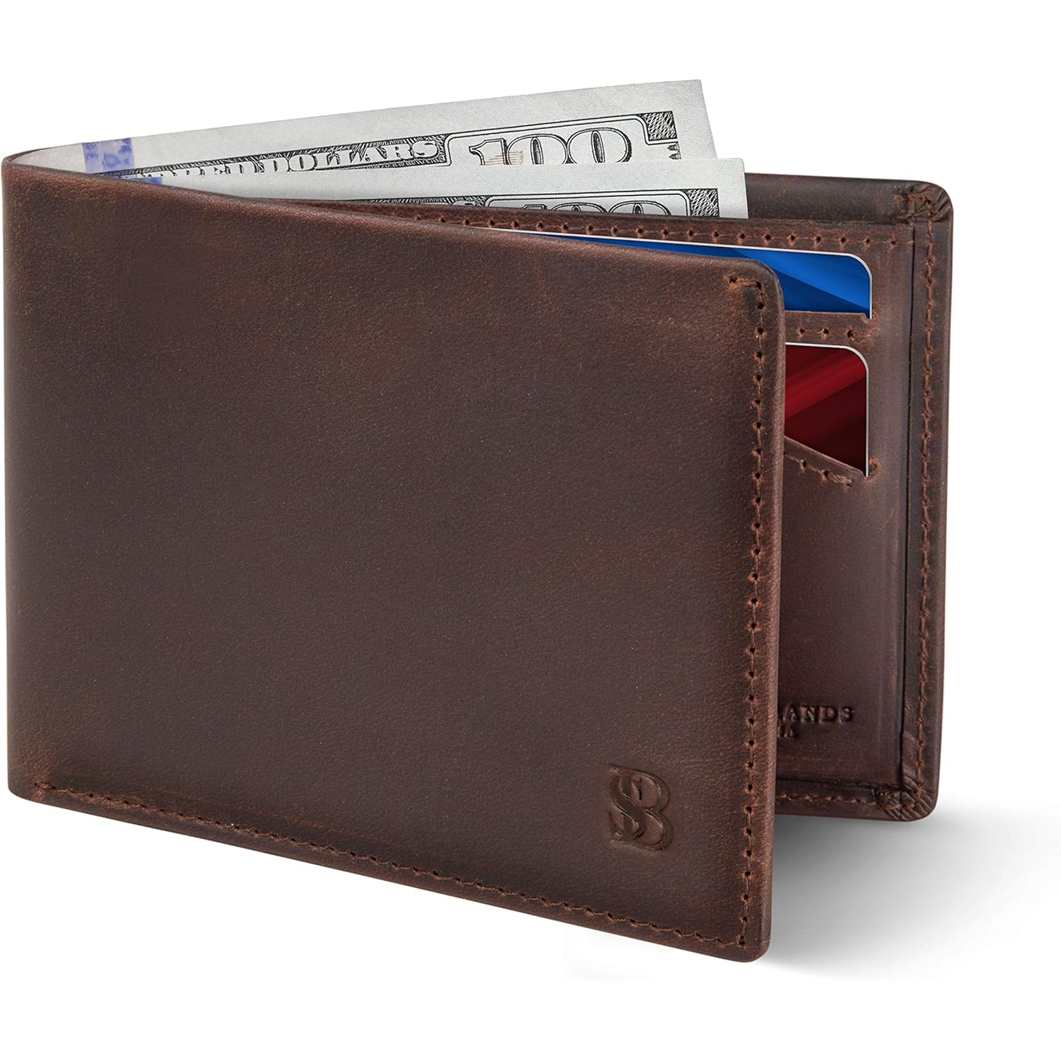 SERMAN BRANDS Mens Slim Bifold Wallet RFID Blocking Minimalist Front Pocket Wallets for Men - Thin & Stylish