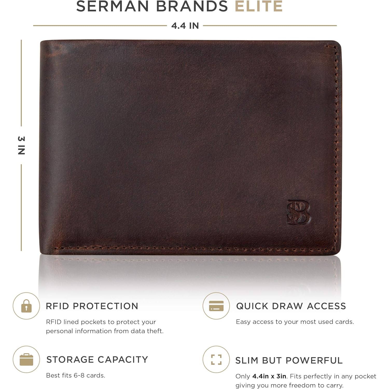 SERMAN BRANDS Mens Slim Bifold Wallet RFID Blocking Minimalist Front Pocket Wallets for Men - Thin & Stylish