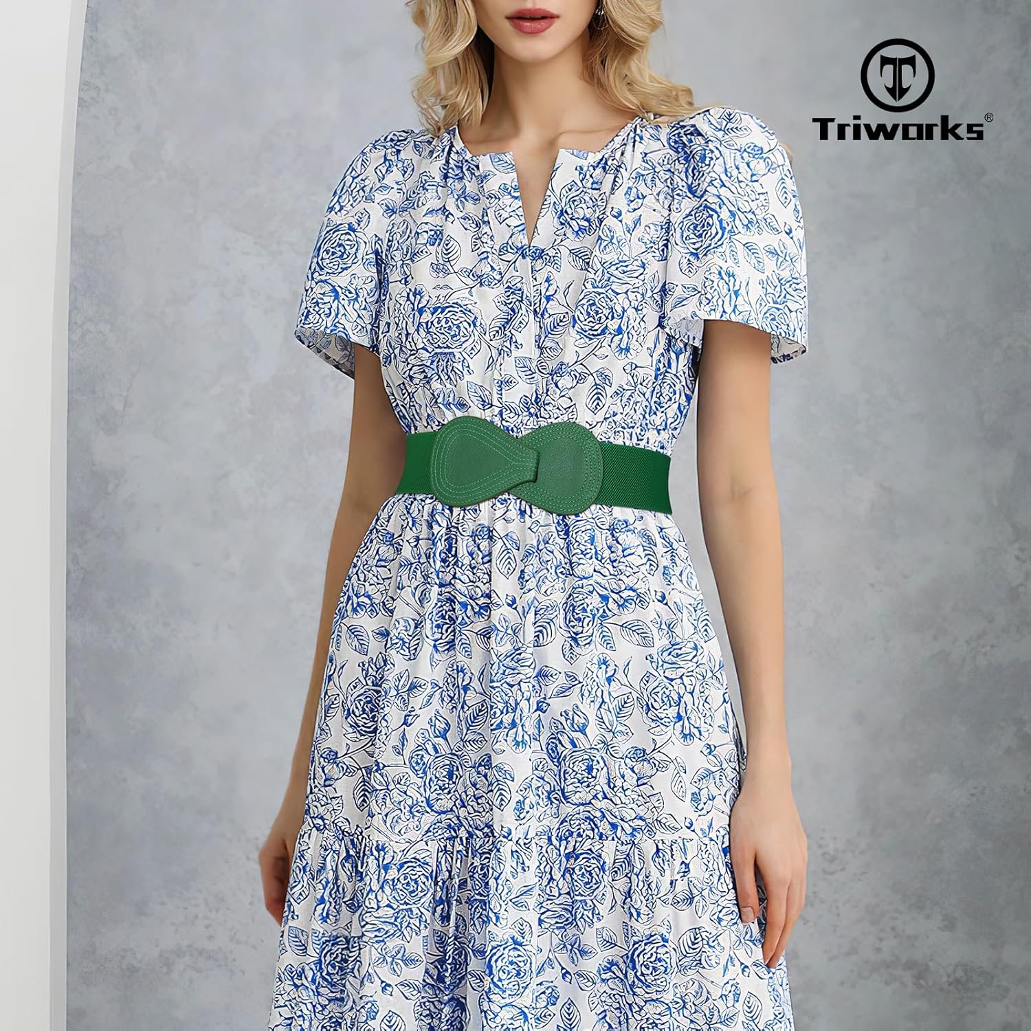 Women Wide Elastic Belt Ladies Stretchy Dress Belt Fashion 8-shaped Buckle Waist Belt
