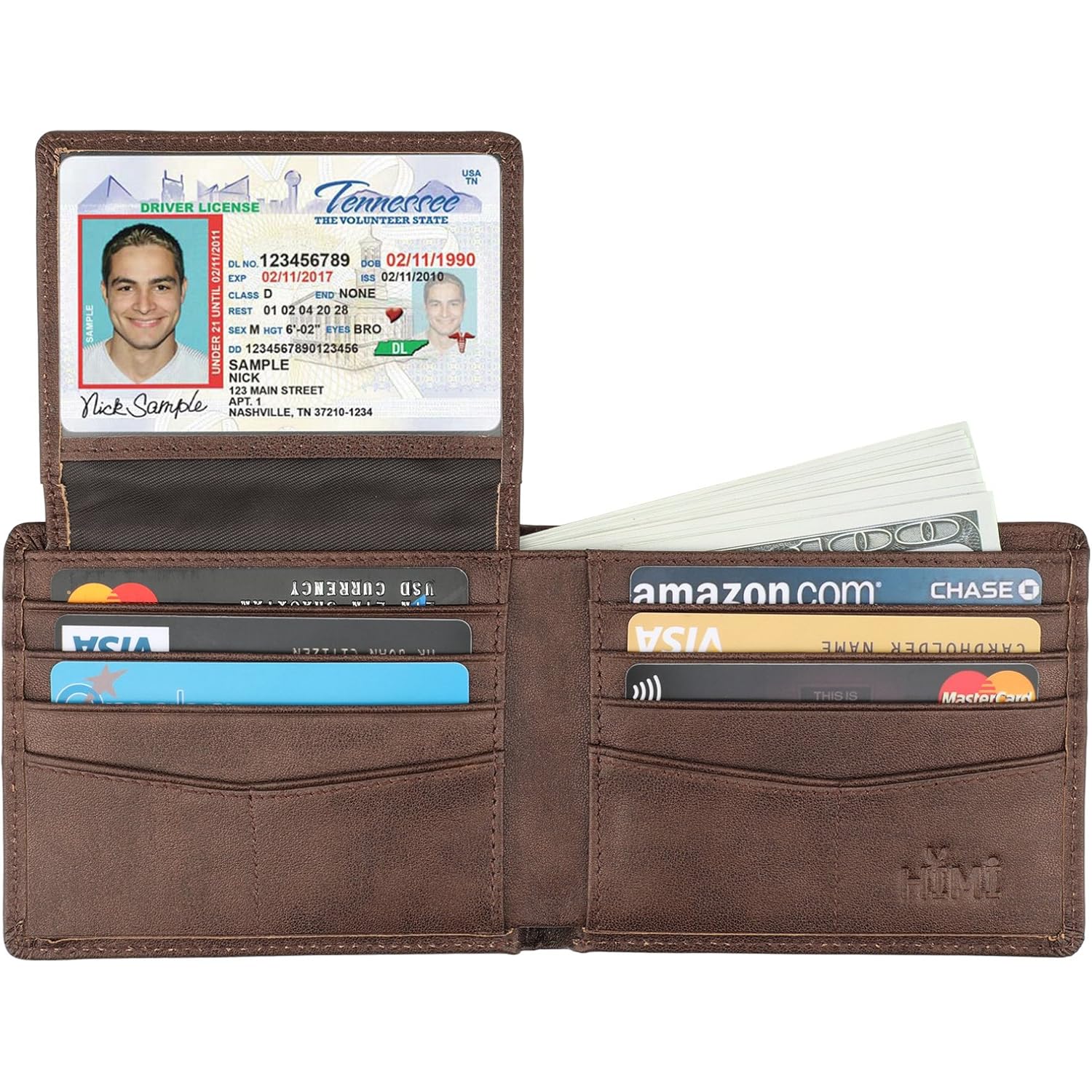 Wallet for Men-Genuine Leather RFID Blocking Bifold Stylish Wallet With 2 ID Window