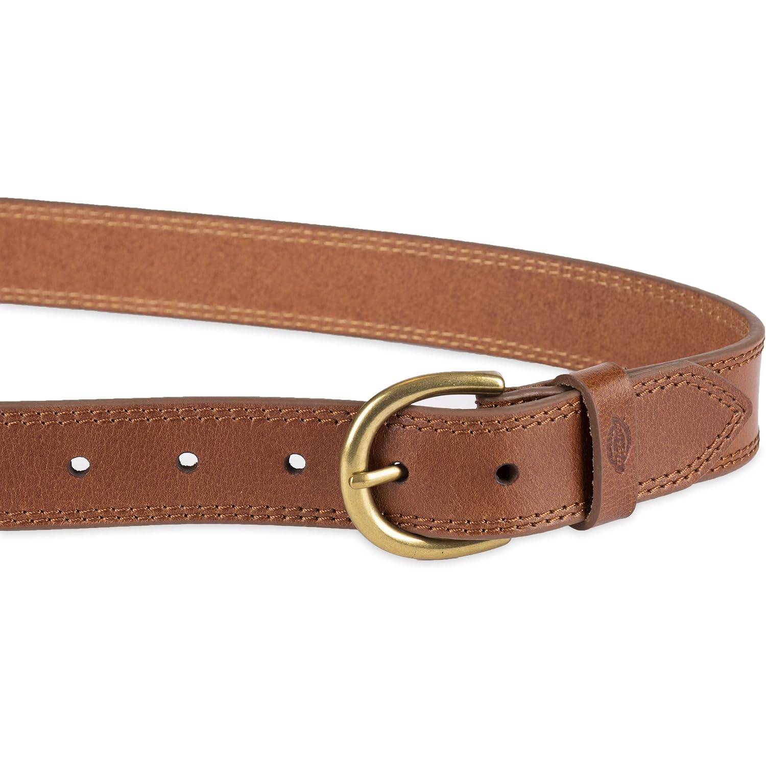 Dickies Women's Casual Leather Jean Workwear Belt with Round Harness Buckle