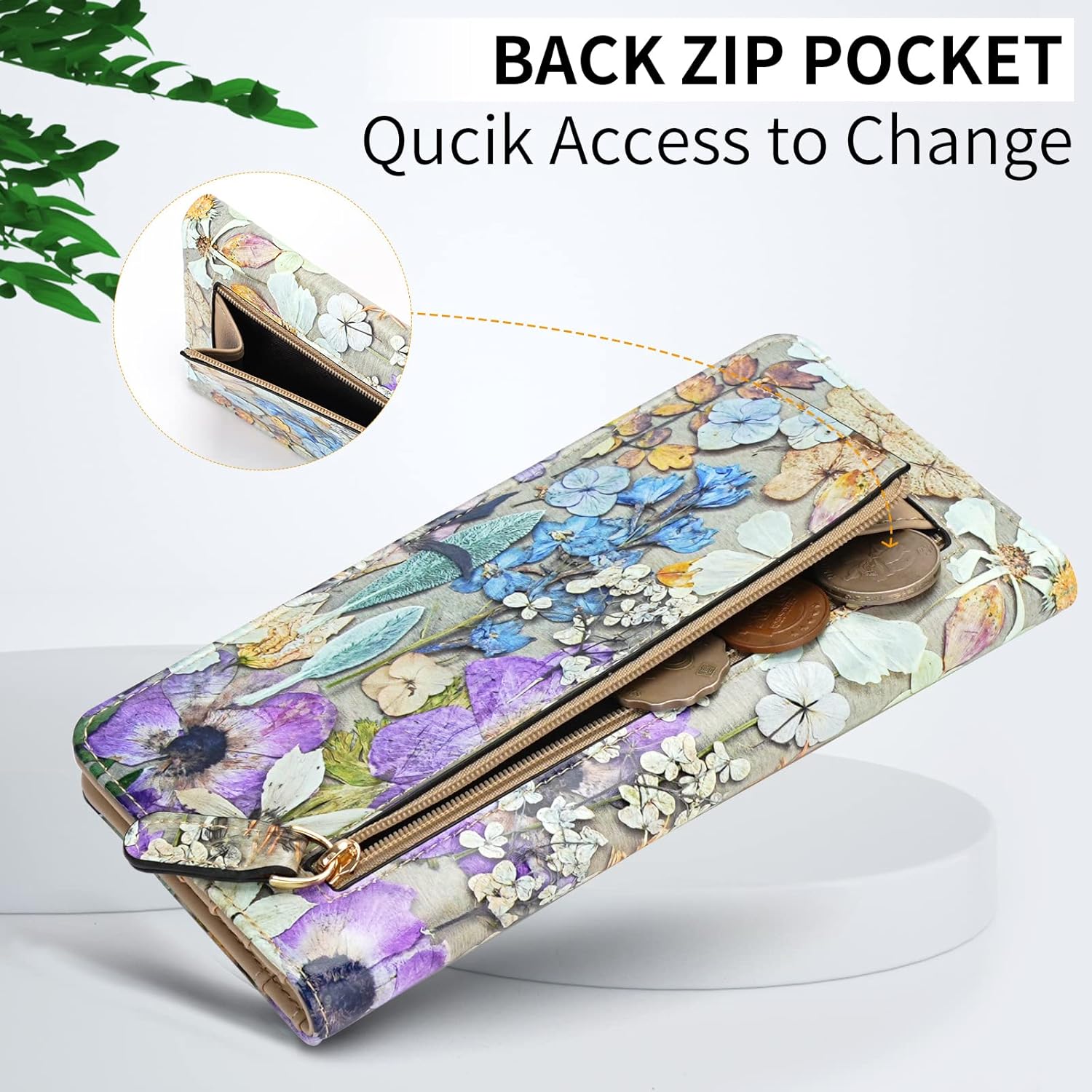APHISON Wallet Women Ultra Slim Thin Leather Womens Wallet RFID Blocking Credit Card Holder Bifold Clutch Long Ladies Billfold