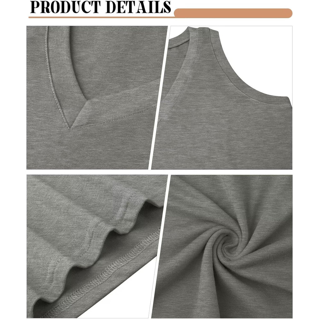 KKJ 2 Pack Womens Tank Tops Summer V Neck Sleeveless Loose Casual Blouses Beach Vacation Outfits Shirt Spring Trendy Clothes
