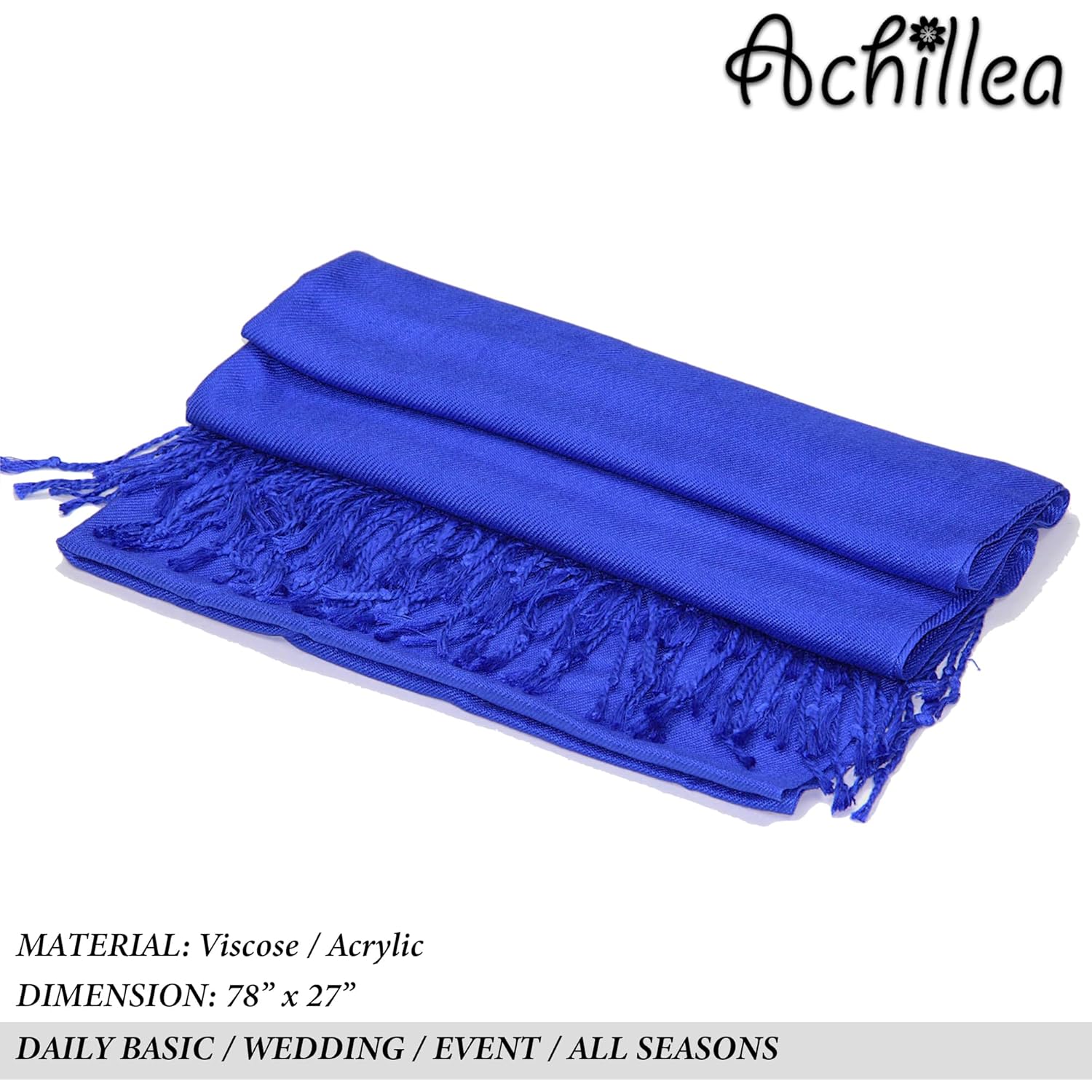 Achillea Soft Silky Pashmina Scarf for Women – Shawl Wrap for Evening Dresses, Bridesmaids, Weddings & Everyday Wear