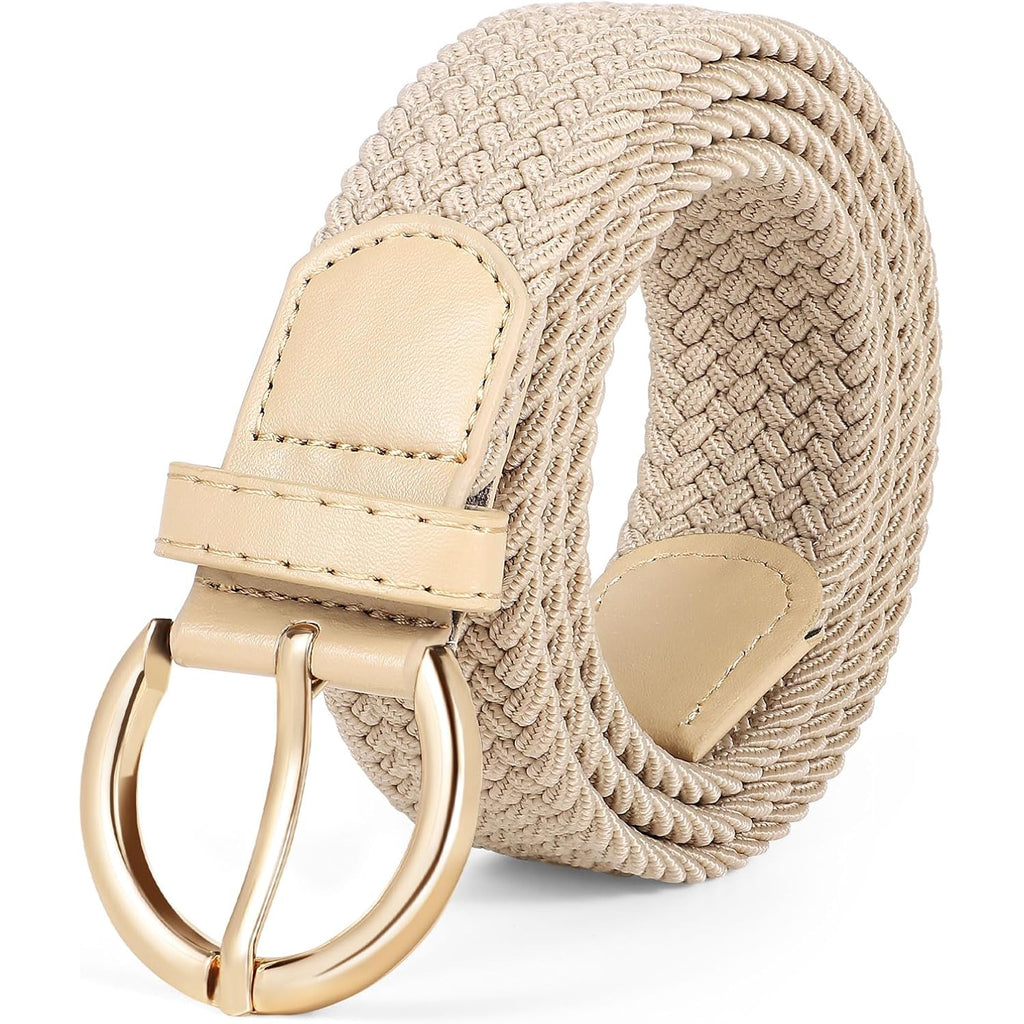 JASGOOD Women Braided Woven Elastic Stretch Belt Canvas Casual Belt for Jeans Pants