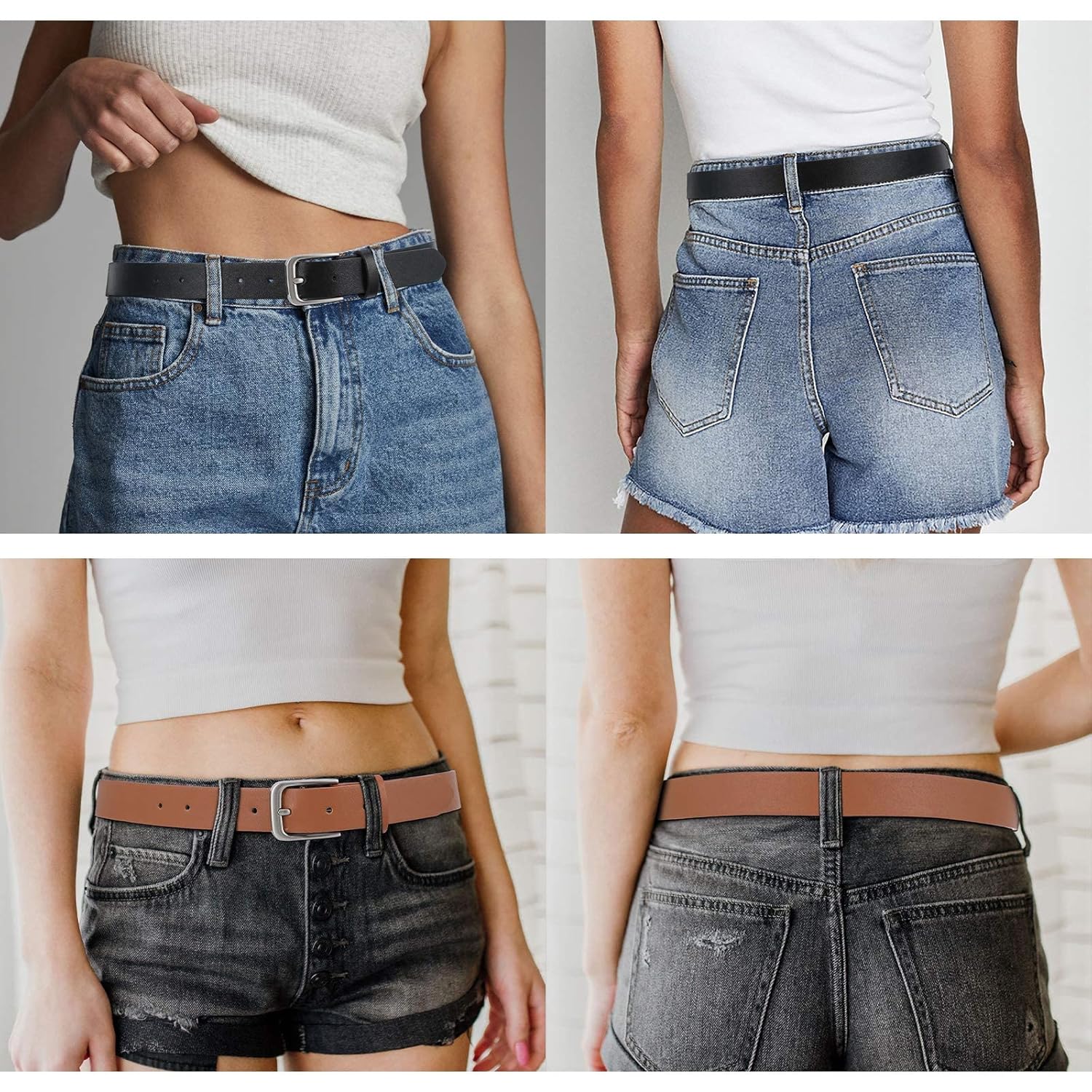 WHIPPY Women Casual Leather Belt for Jeans Pants, Fashion Ladies Waist Dress Belt