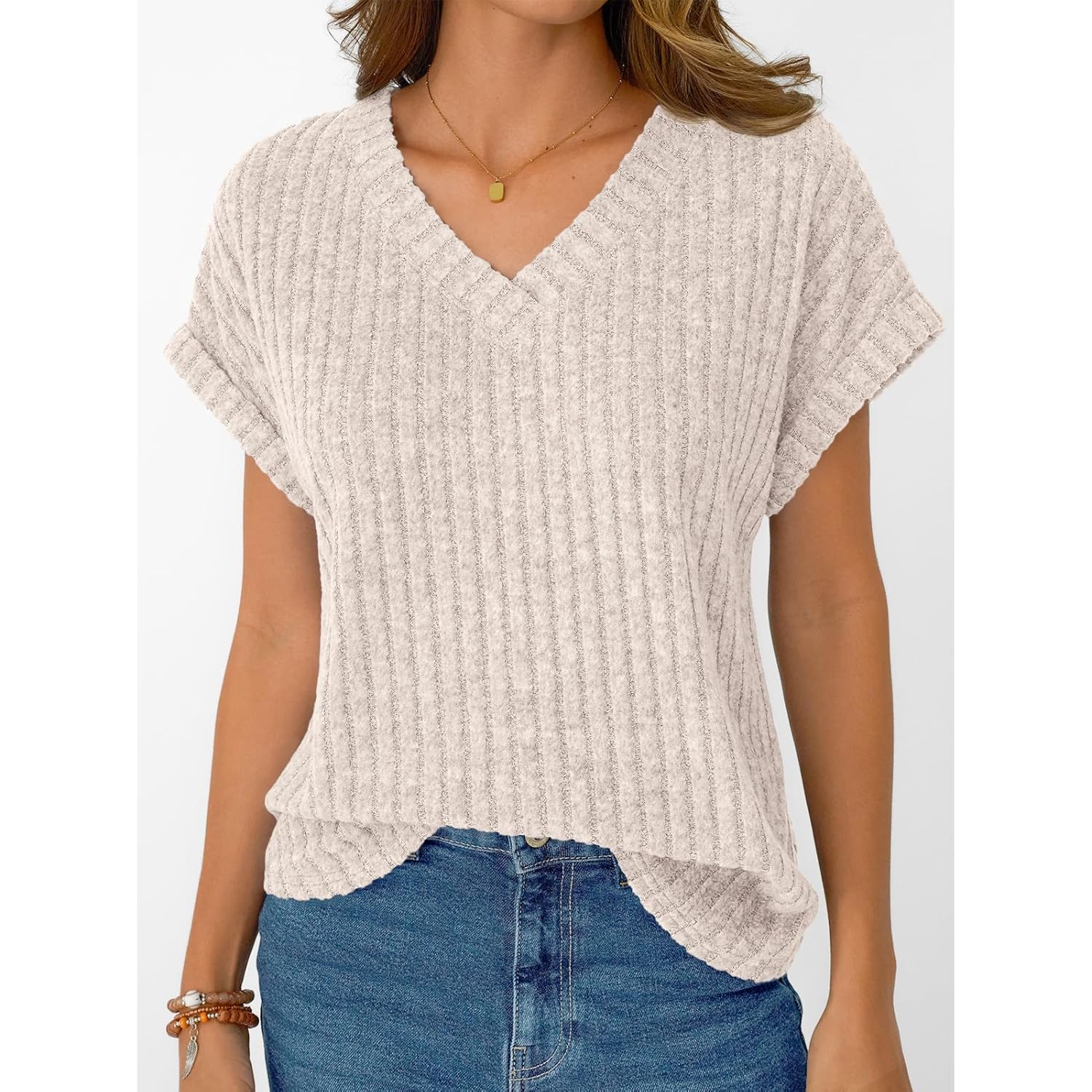 AUTOMET Women Tops Summer Sweaters Short Sleeve V Neck Shirts 2025 Spring Fashion Dressy Casual Business Tunic Blouses