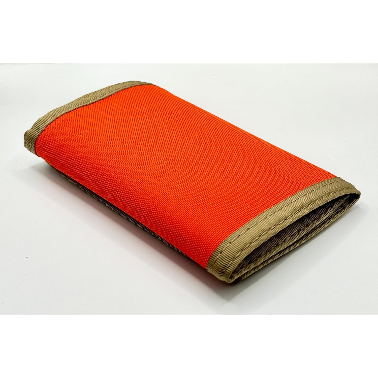 Tactical Nylon Trifold Wallet with Inside ID for Men - Durable 600D Cordura, Water-Resistant, 15+ Card Slots, for Military, Outdoor & Travel, Compact 5x3.25in, USA Made (Orange w/ Coyote Brown Trim)