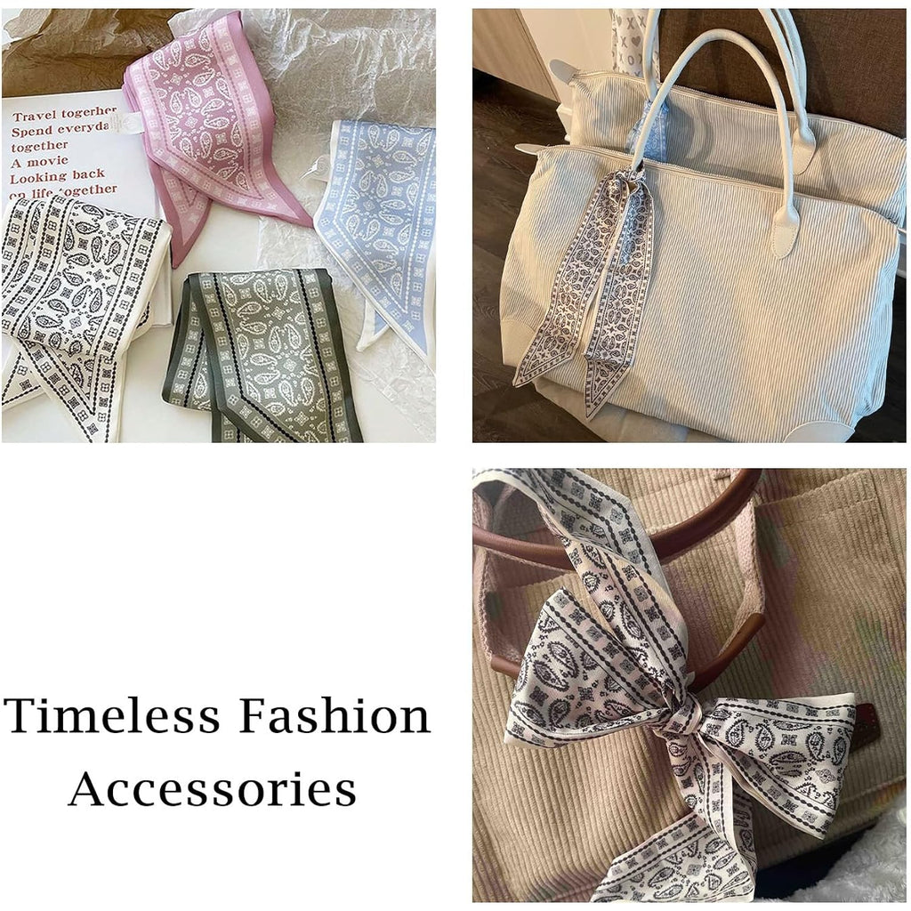 4Pcs Fashion Scarves for Women, Multifunctional Boho Scarves Headbands Satin Scarf for Bag Hair Accessories