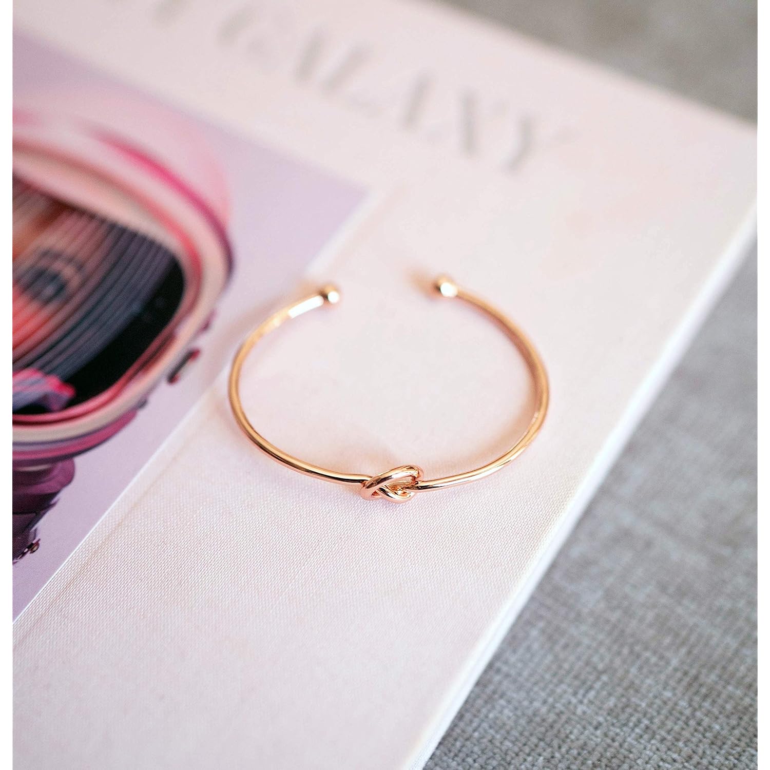 PAVOI 14K Gold Plated Forever Love Knot Infinity Bangle Bracelets for Women | Adjustable Gold Bangle Bracelet for Women