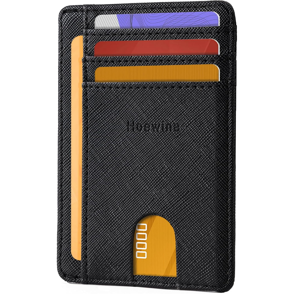 Hoewina Wallet for Men, Credit Card Holder, Slim Minimalist Wallet, Front Pocket RFID Blocking Leather Thin Wallet for Men and Women(Cross Black)